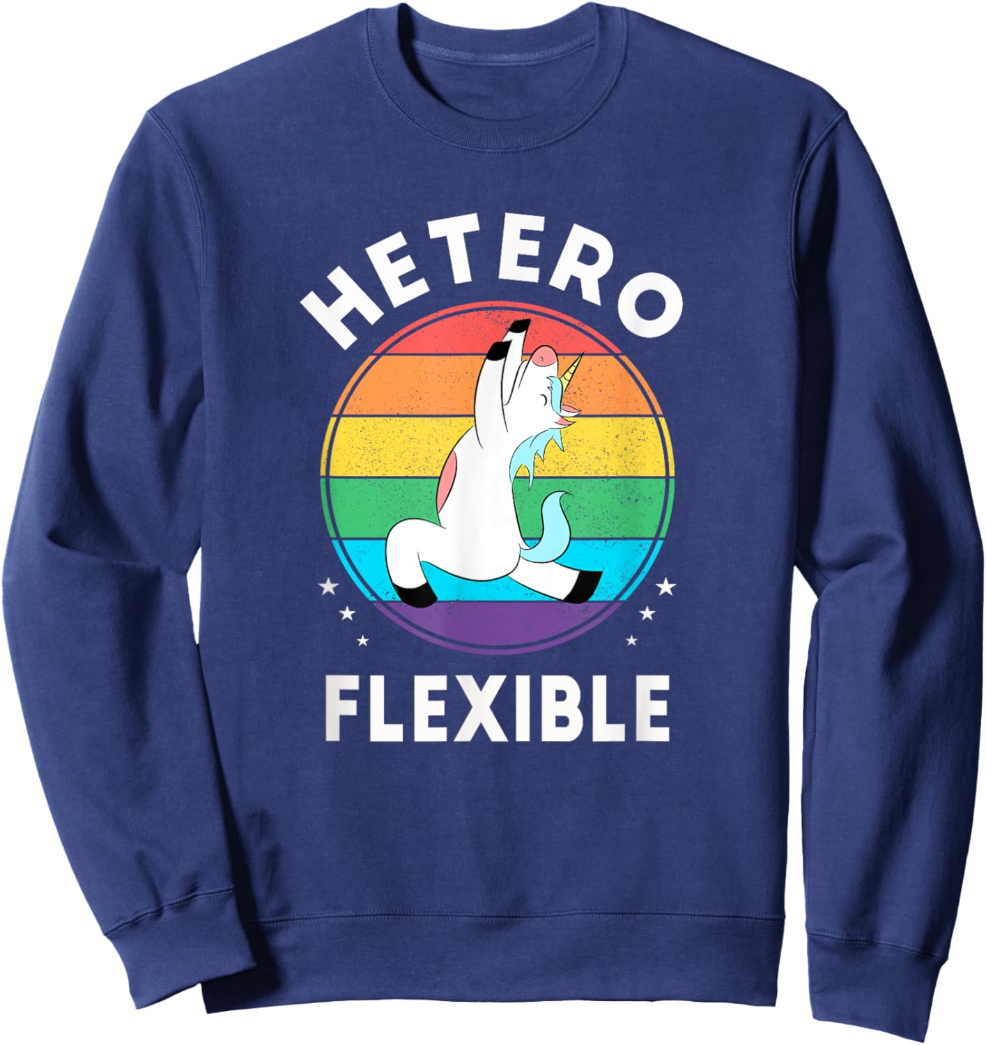 Heteroflexible Funny Yoga Unicorn Queer Ally Gay Pride Stuff Sweatshirt - Sweatshirt | Navy