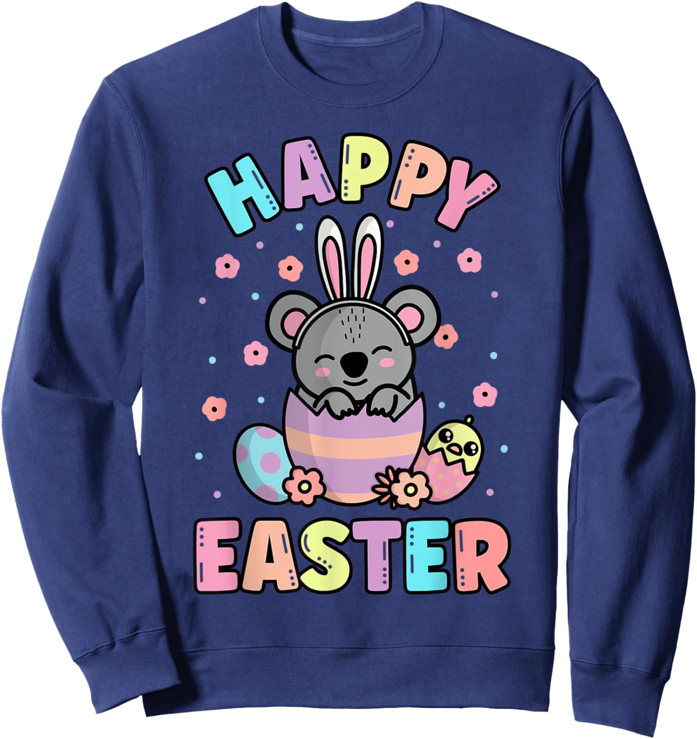 Easter Kawaii Bunny Koala Cute Spring Egg Hunting Kids Sweatshirt - Sweatshirt | Navy
