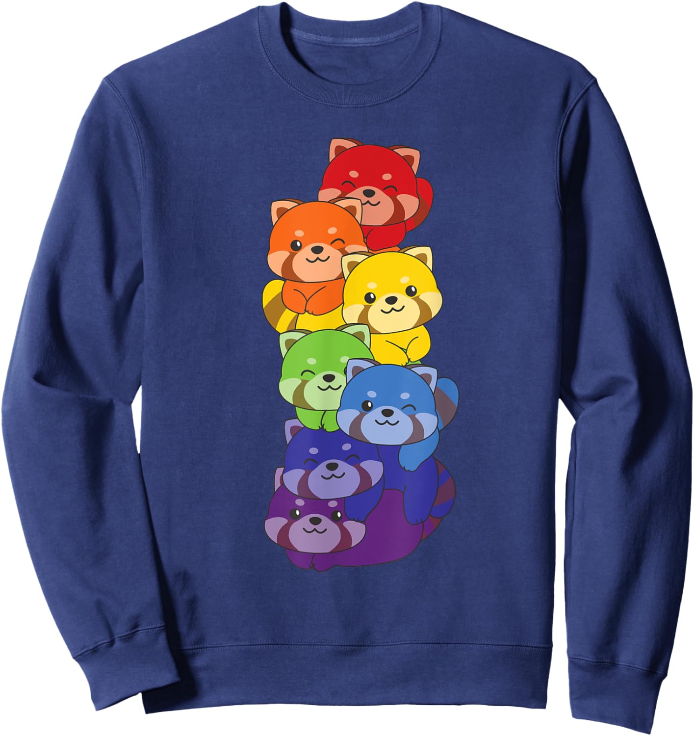 Rainbow Red Pandas Cute Animals Colorful Red Panda Sweatshirt - Sweatshirt | Navy