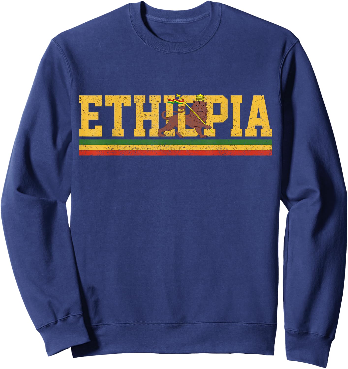 Ethiopia - Lion Judah Flag Rastafari African Rasta Sweatshirt - Sweatshirt | Navy