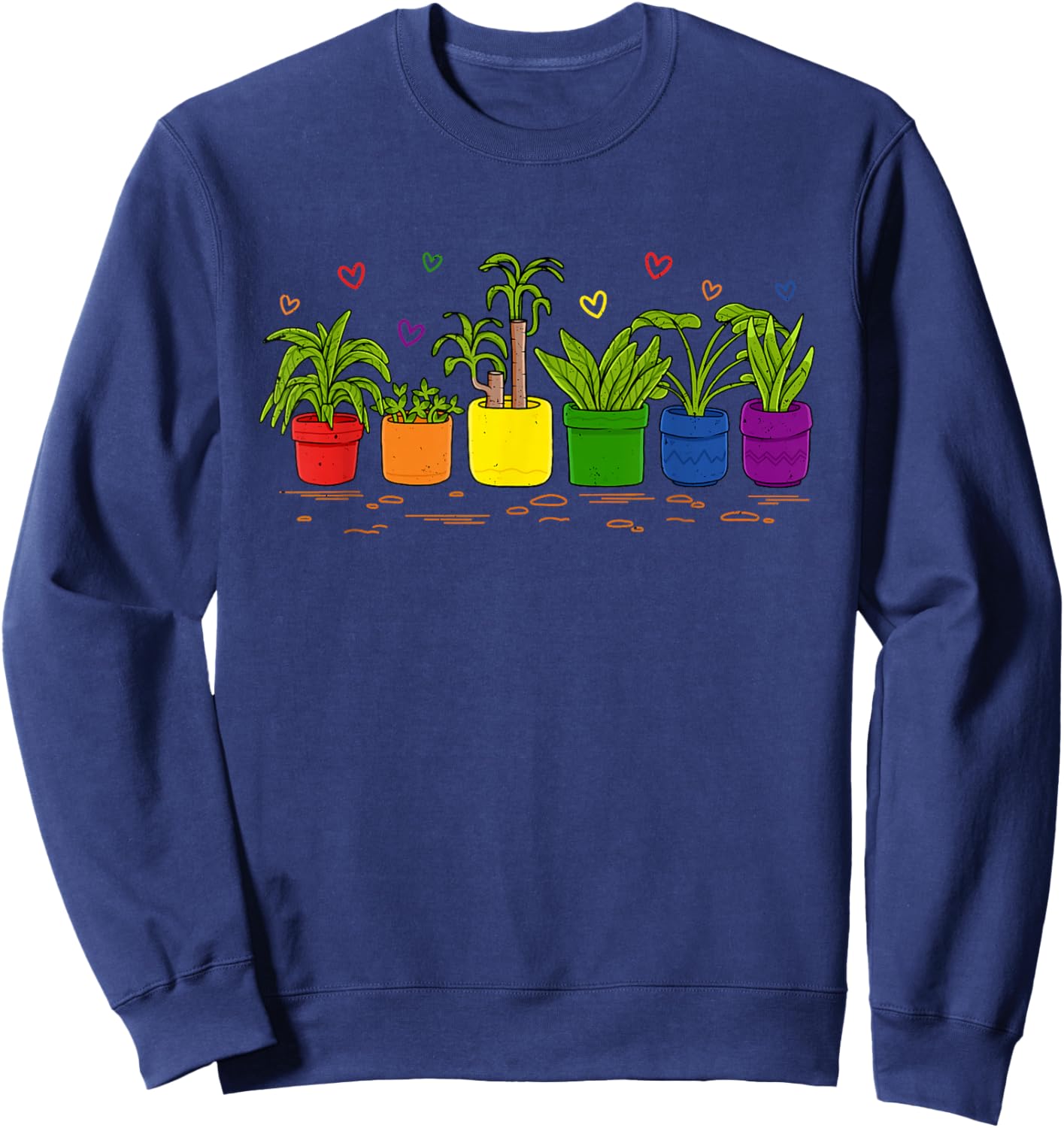 Colorful Plant Pots for Gay Gardeners & Allies Sweatshirt - Sweatshirt | Navy