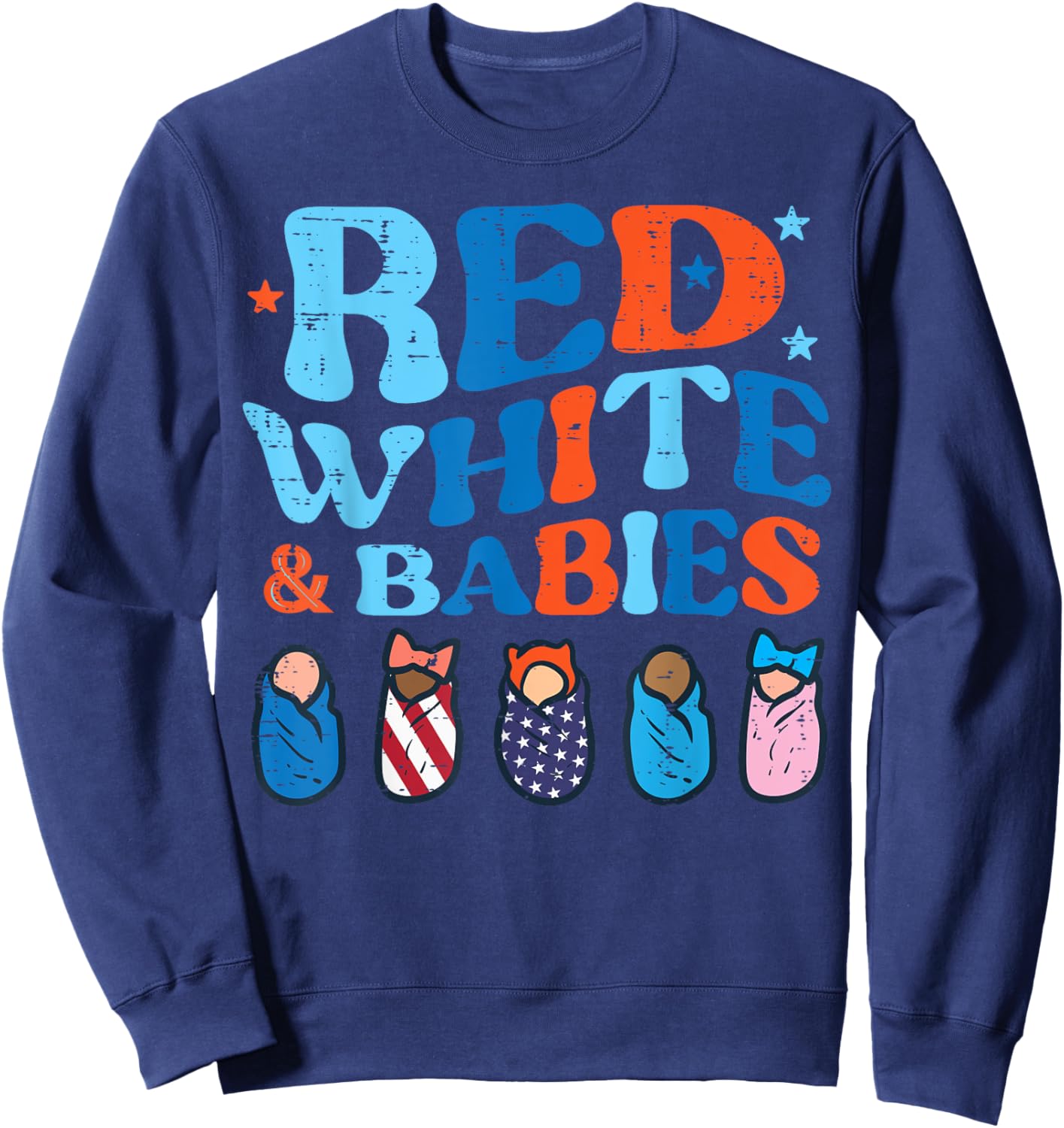 4th July Nicu Nurse Red White Babies Patriot Scrub Top Women Sweatshirt - Sweatshirt | Navy