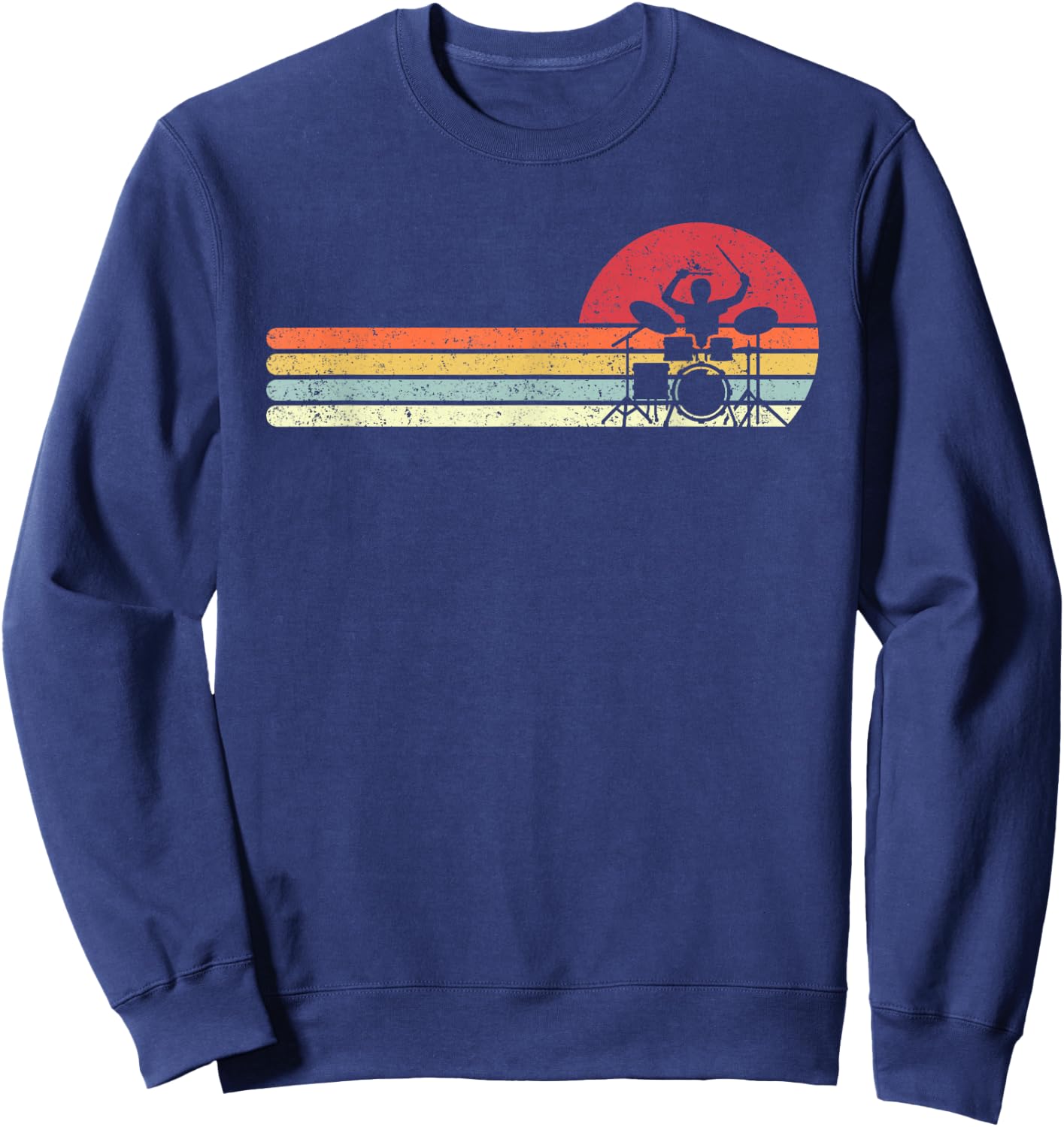Drummer Shirt. Retro Style Drum Player Sweatshirt - Sweatshirt | Navy