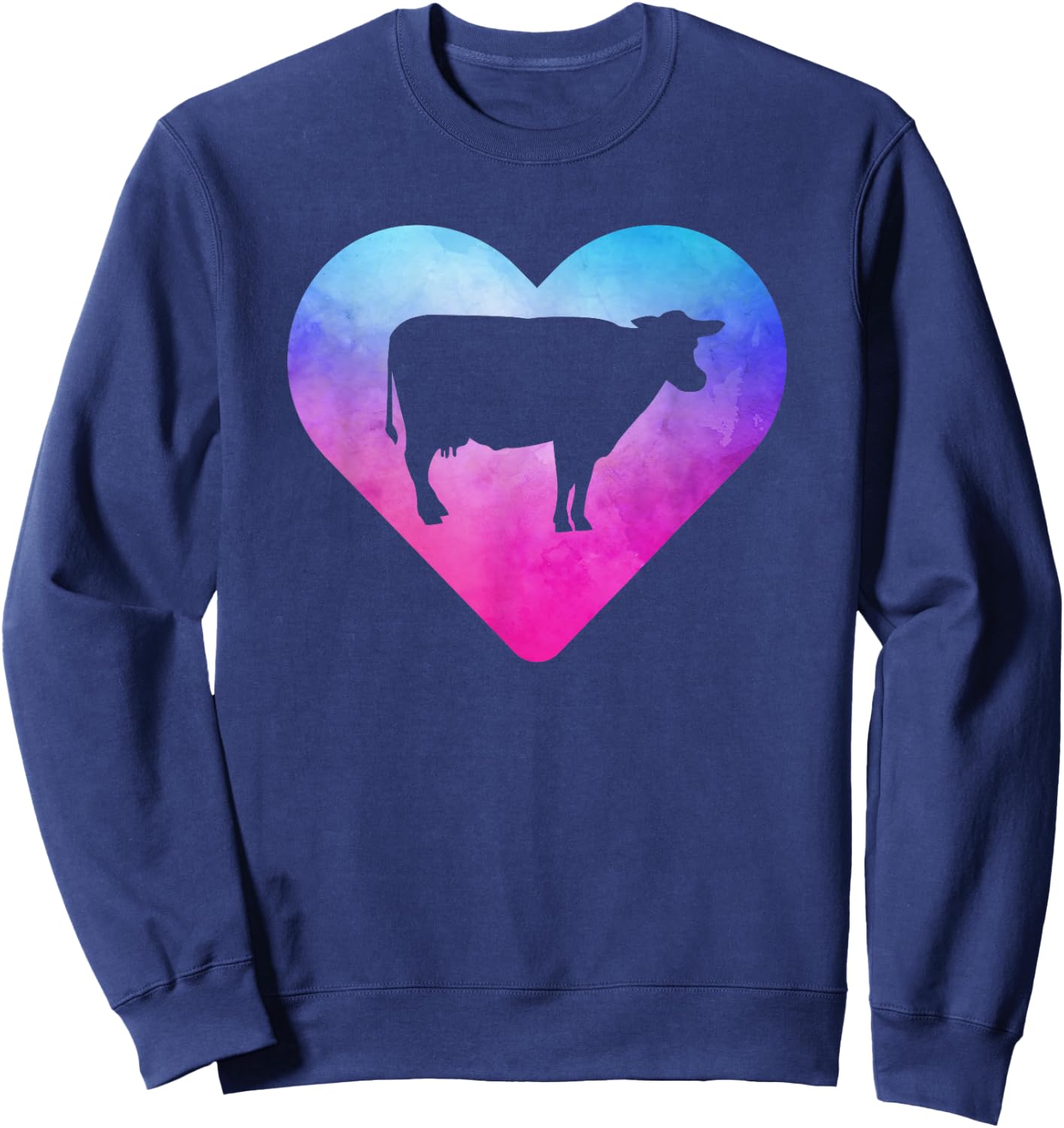 Women or Girls Cow Sweatshirt - Sweatshirt | Navy