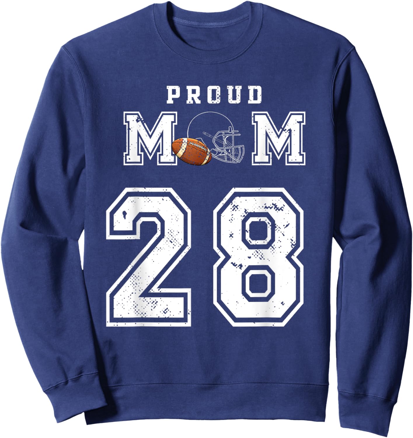Custom Proud Football Mom Number 28 Personalized Sweatshirt - Sweatshirt | Navy