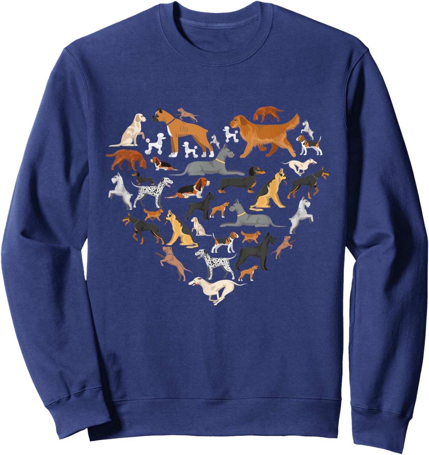 type of dogs lover heart Pet dog Parent Paw print men women Sweatshirt - Sweatshirt | Navy