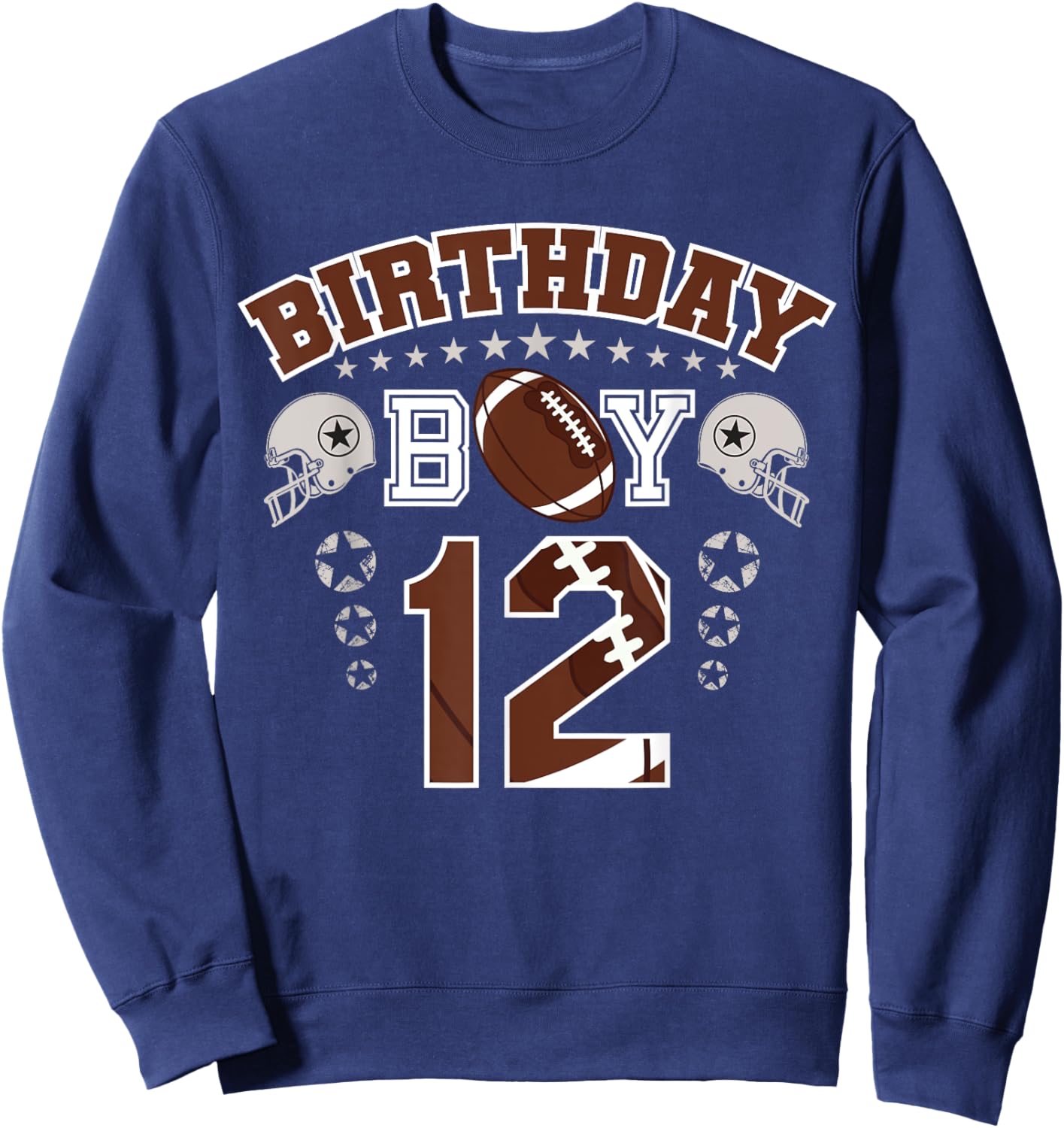 12th Birthday Boy Football Player 12 Year Old B-Day Matching Sweatshirt - Sweatshirt | Navy