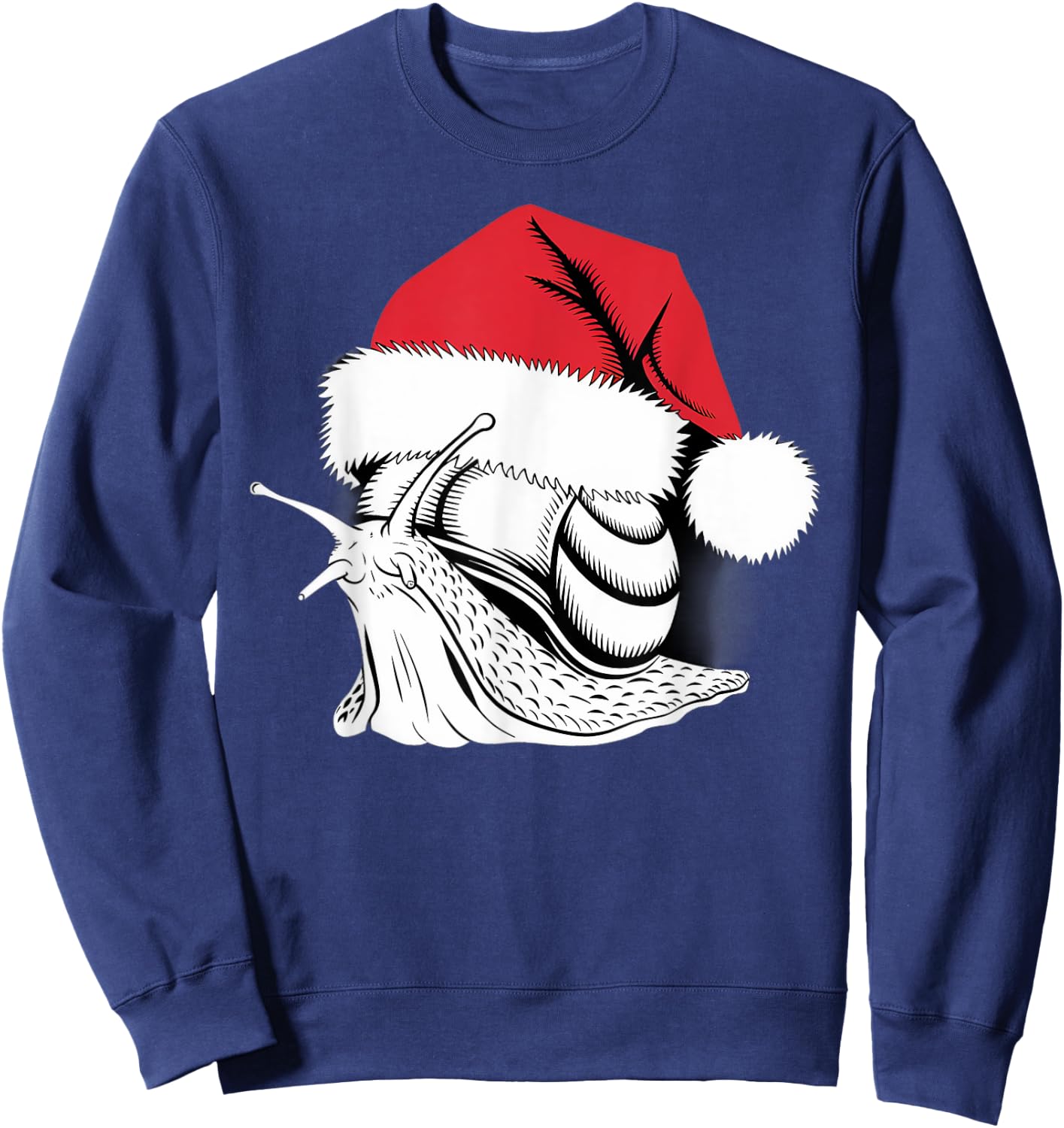 Joyful Snail Santa on Snail Christmas Sweatshirt - Sweatshirt | Navy