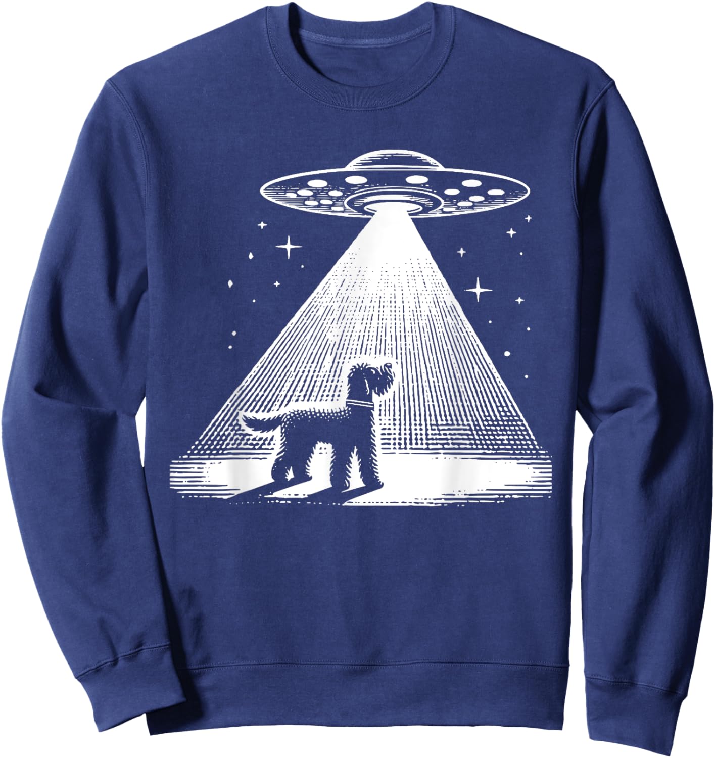 Whoodle Mom Dad Dog - Funny Alien UFO Sweatshirt - Sweatshirt | Navy