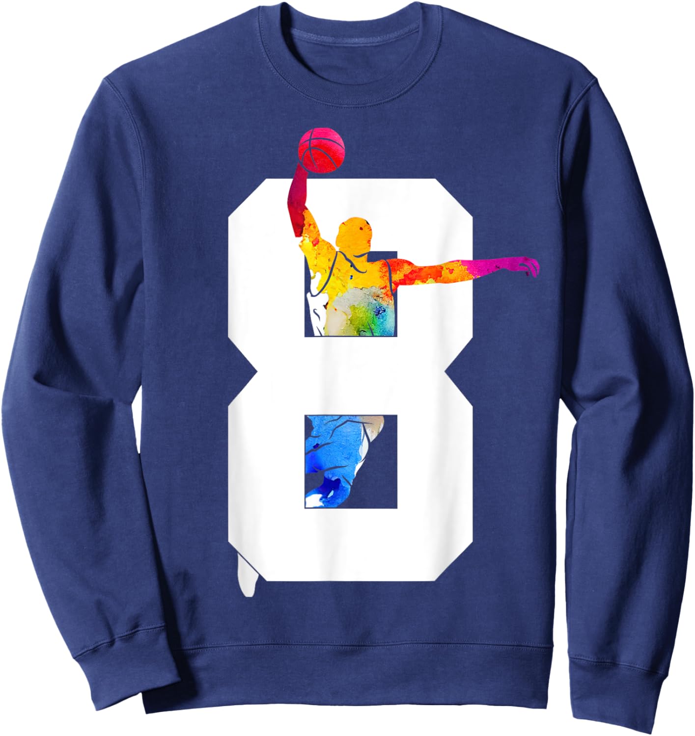 8 Years Basketball 8th Birthday Sweatshirt - Sweatshirt | Navy
