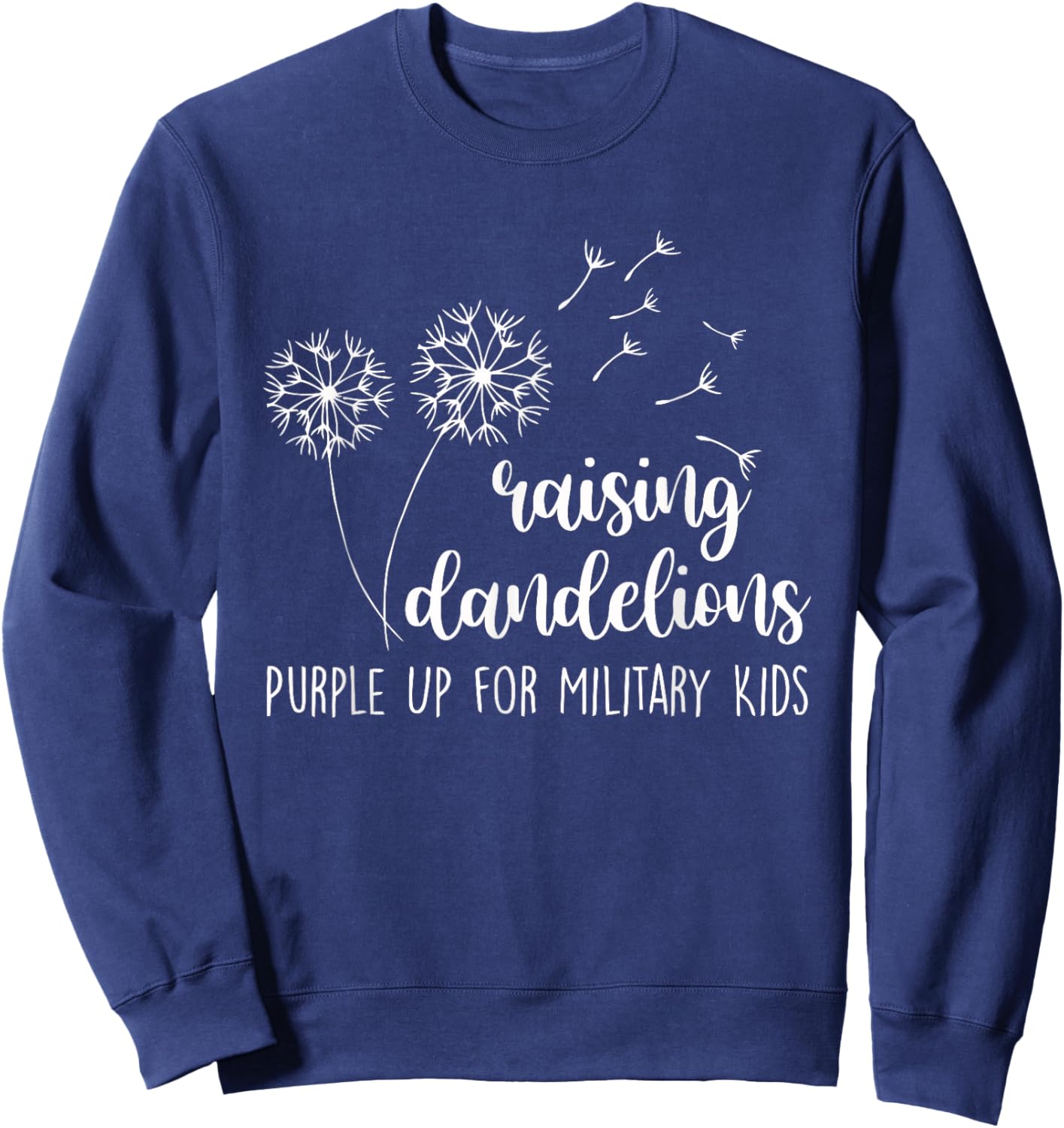 Purple Up For Military Kids Military Child Month Dandelion Sweatshirt - Sweatshirt | Navy