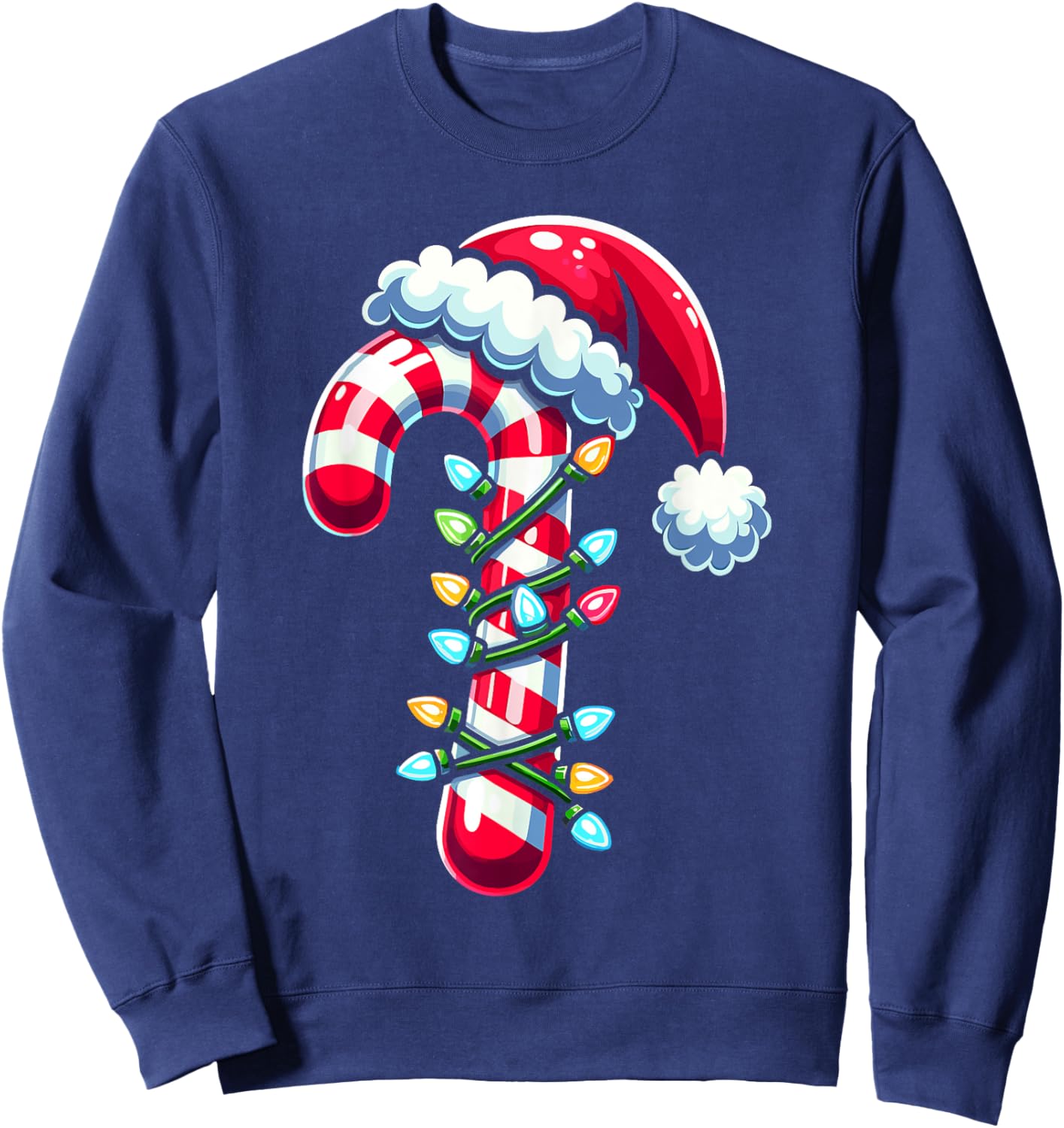 Candy Cane Boys Kids Christmas Santa Women Men Sweatshirt - Sweatshirt | Navy
