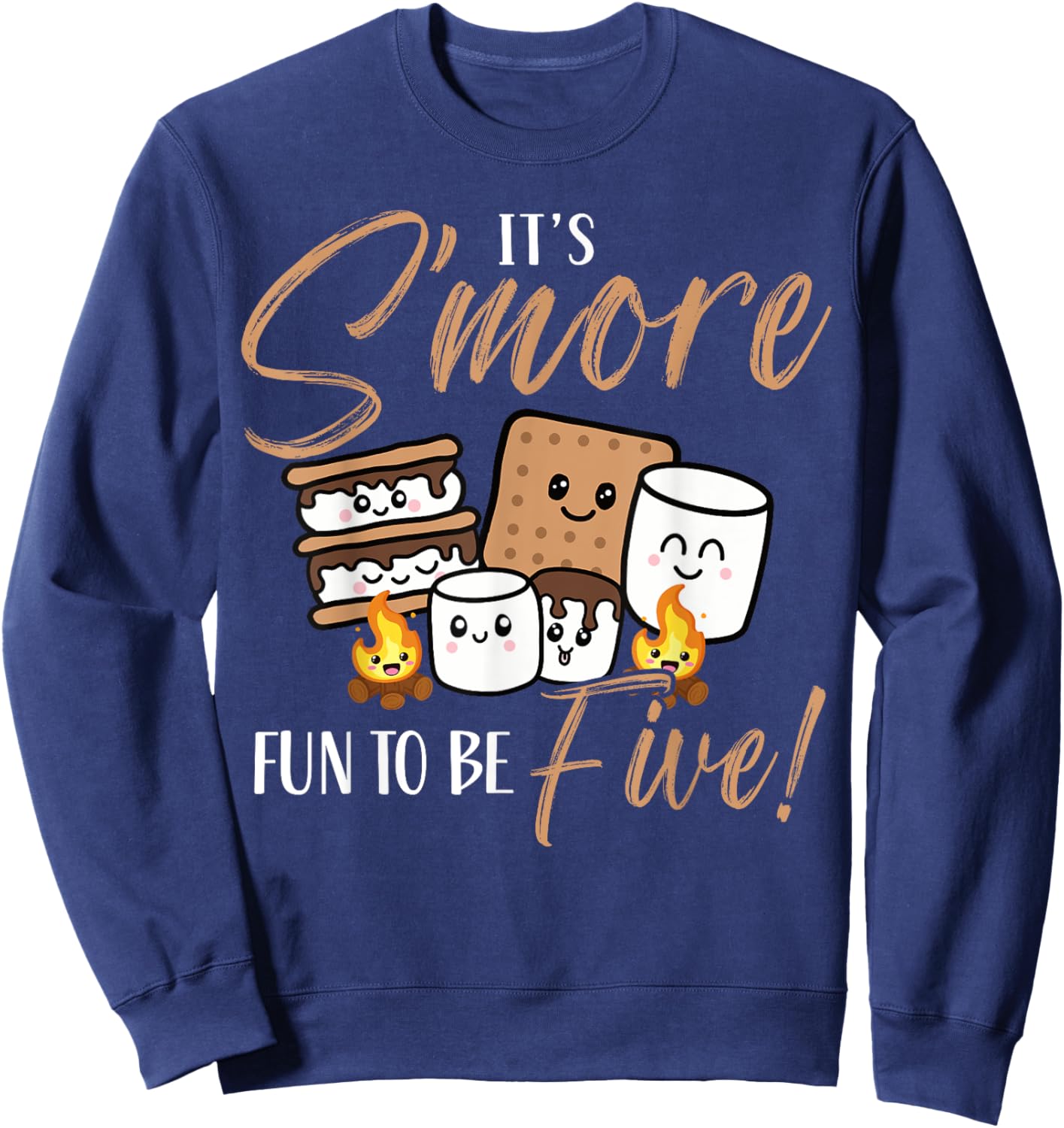 Birthday Campfire Marshmallow It's S'more Fun To Be Five 5th Sweatshirt - Sweatshirt | Navy