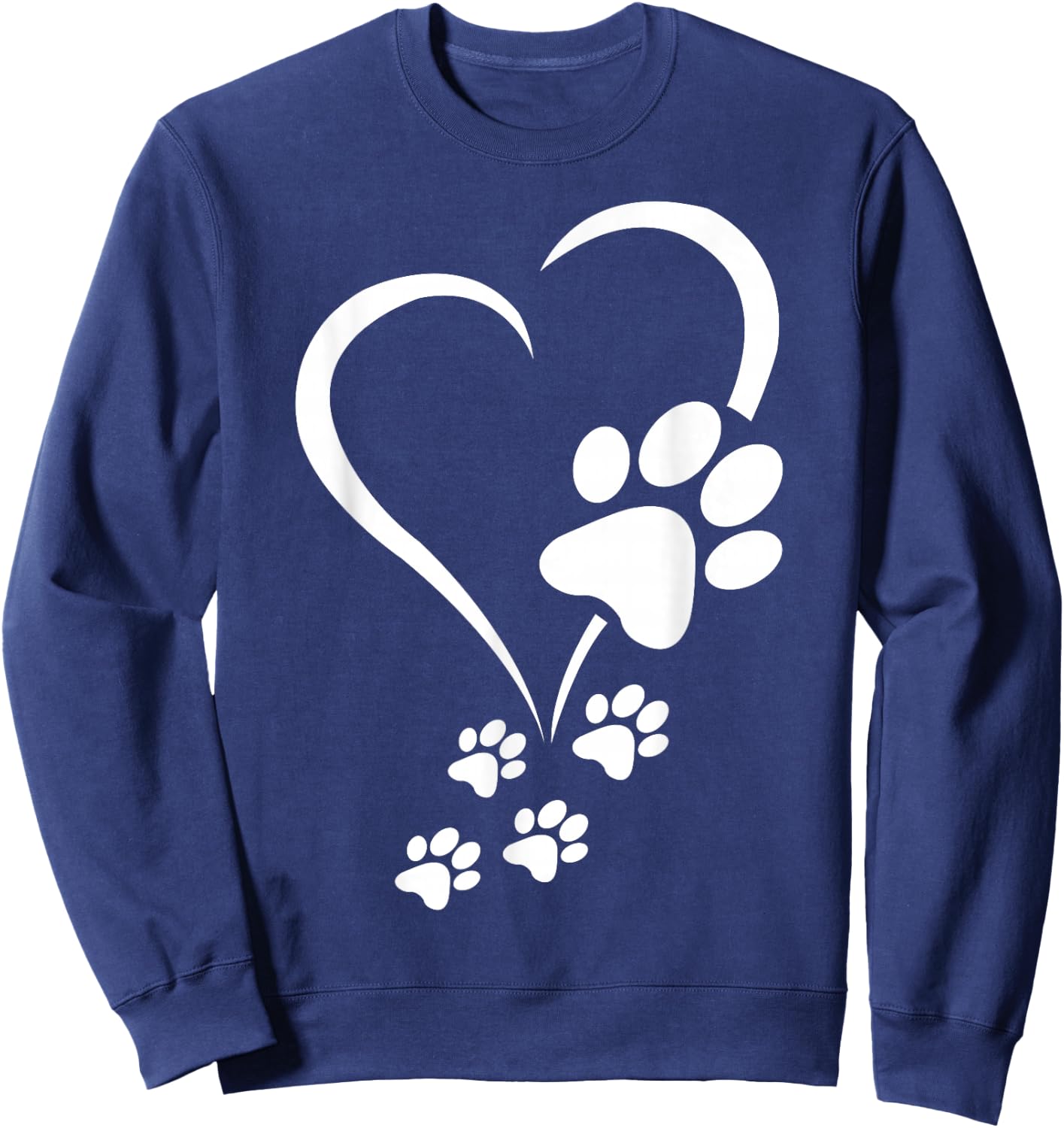 Baby Dogs Heart - Dog Paws Heart Print Sweatshirt - Sweatshirt | Navy