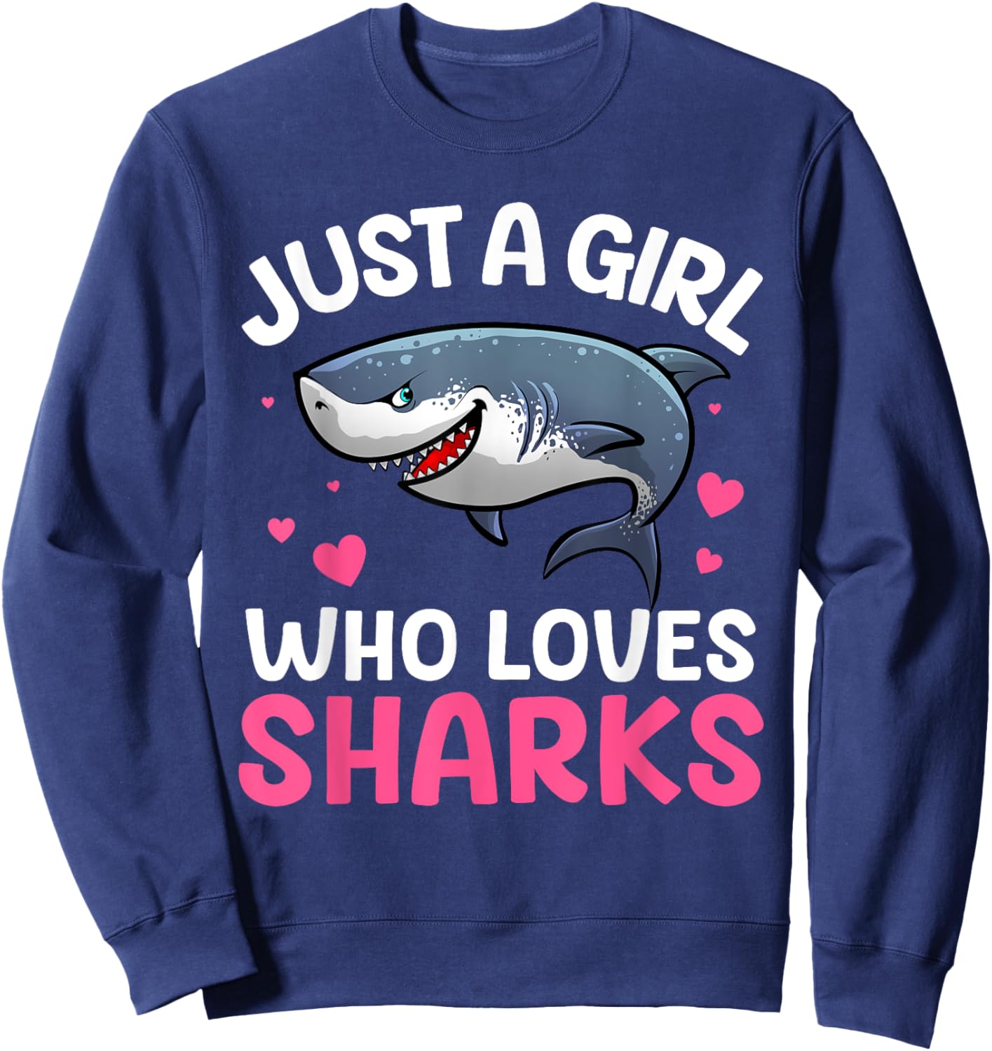 Cool Shark Art Girls Kids Shark Themed Shark Lover Sweatshirt - Sweatshirt | Navy