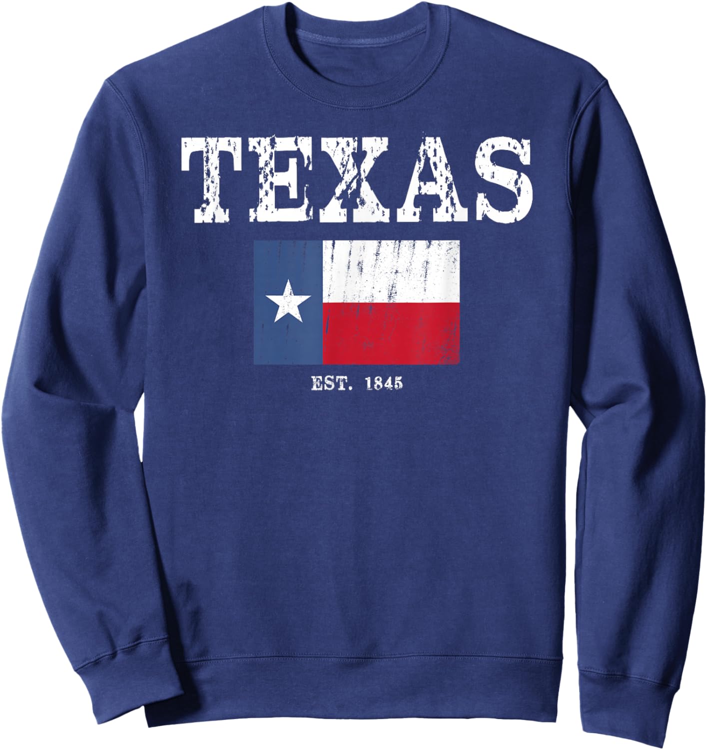Texas State Map Flag Distressed Sweatshirt - Sweatshirt | Navy