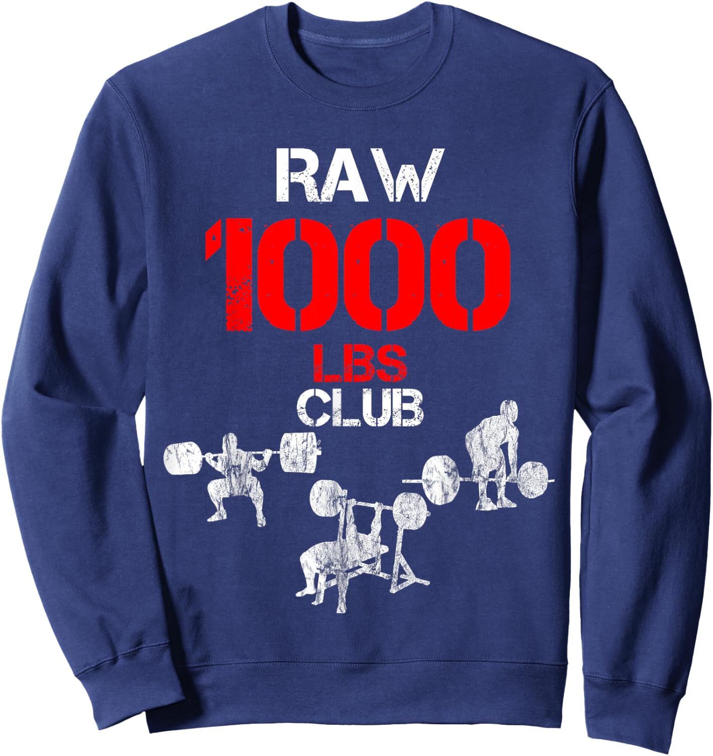 Gym Training FH 1000 Pound Club Member - Men's Adult Black Cotton Polyester Modern Lightweight Classic Fit Short Sleeve Sweatshirt - Sweatshirt | Navy
