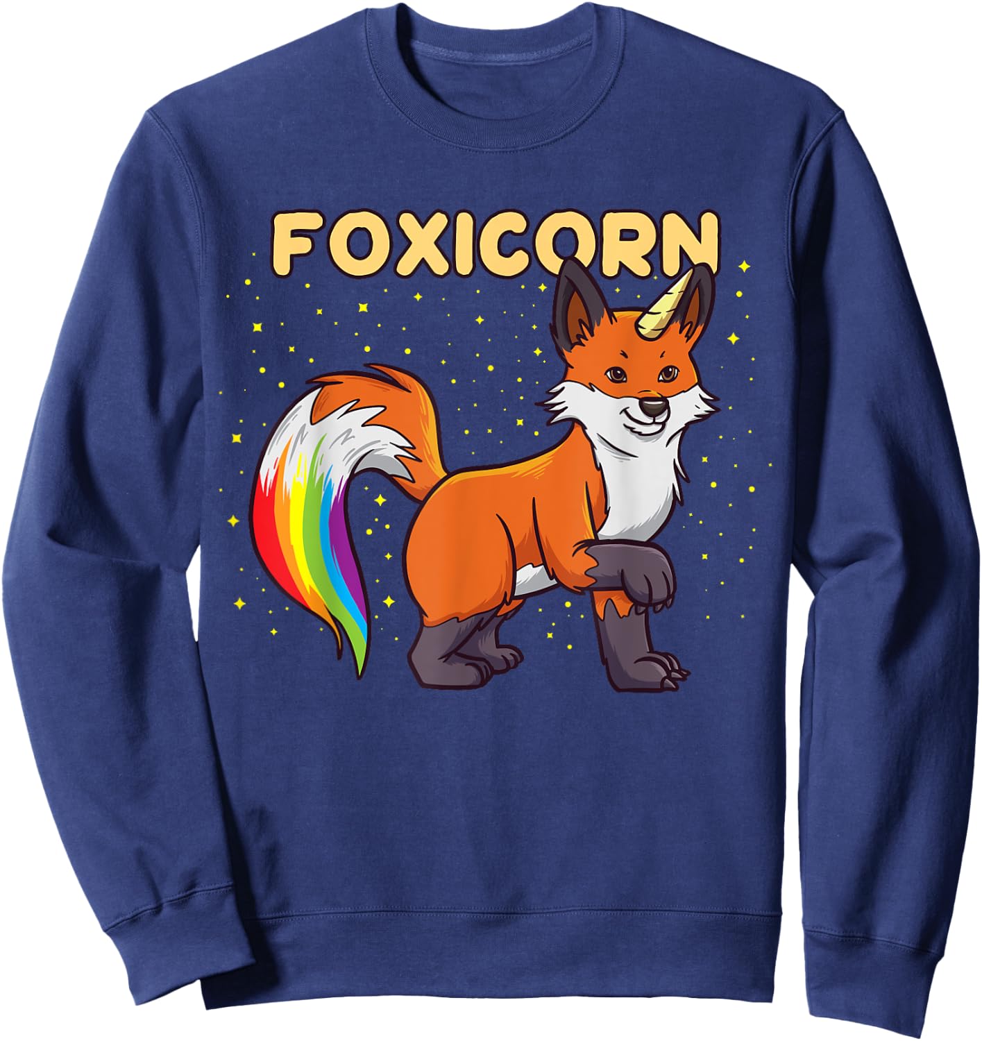 Foxicorn - Magical Kawaii Fox Unicorn Rainbow Animal Sweatshirt - Sweatshirt | Navy