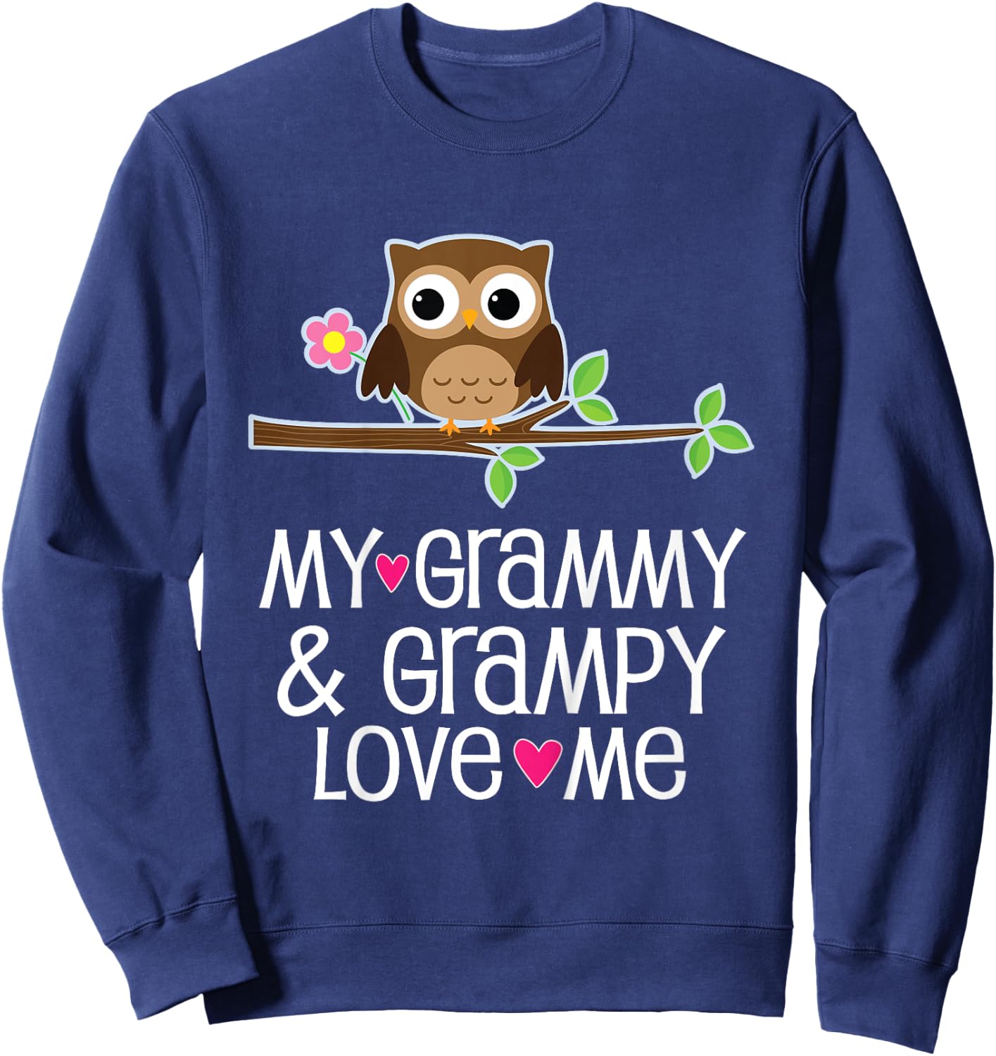 Kids My Grammy and Grampy Love Me Owl Sweatshirt - Sweatshirt | Navy
