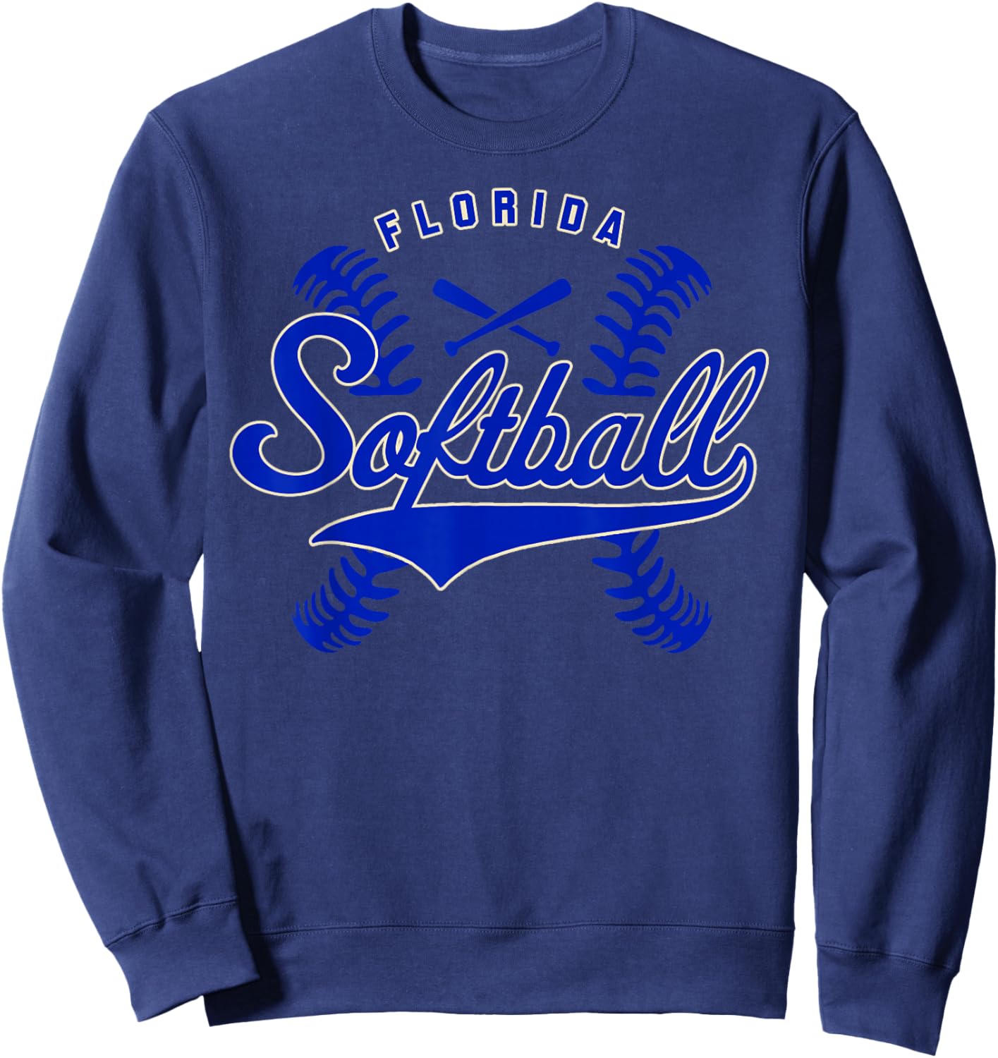 Florida Softball Vintage Kids Team Retro Softball Fan Sweatshirt - Sweatshirt | Navy