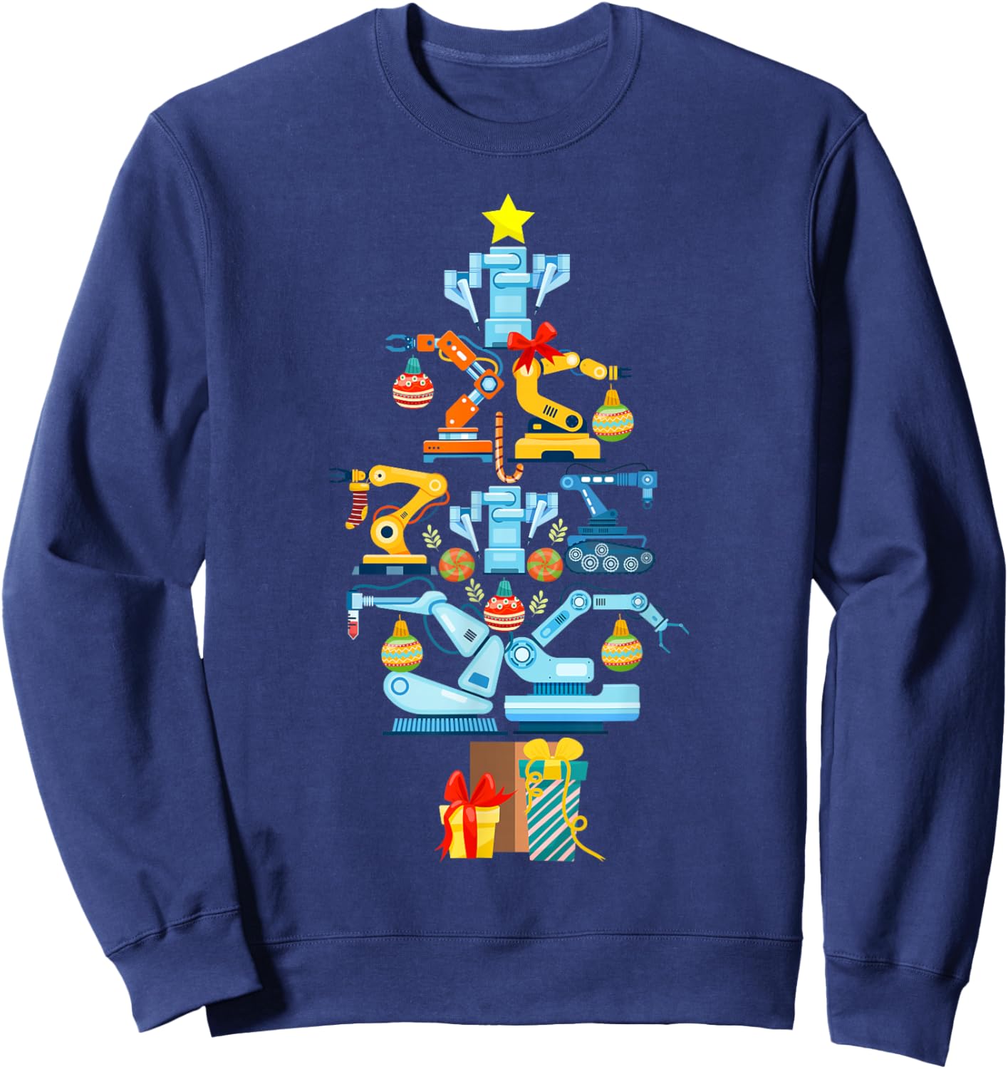 Robot Robotics Engineer Christmas Tree Sweatshirt - Sweatshirt | Navy