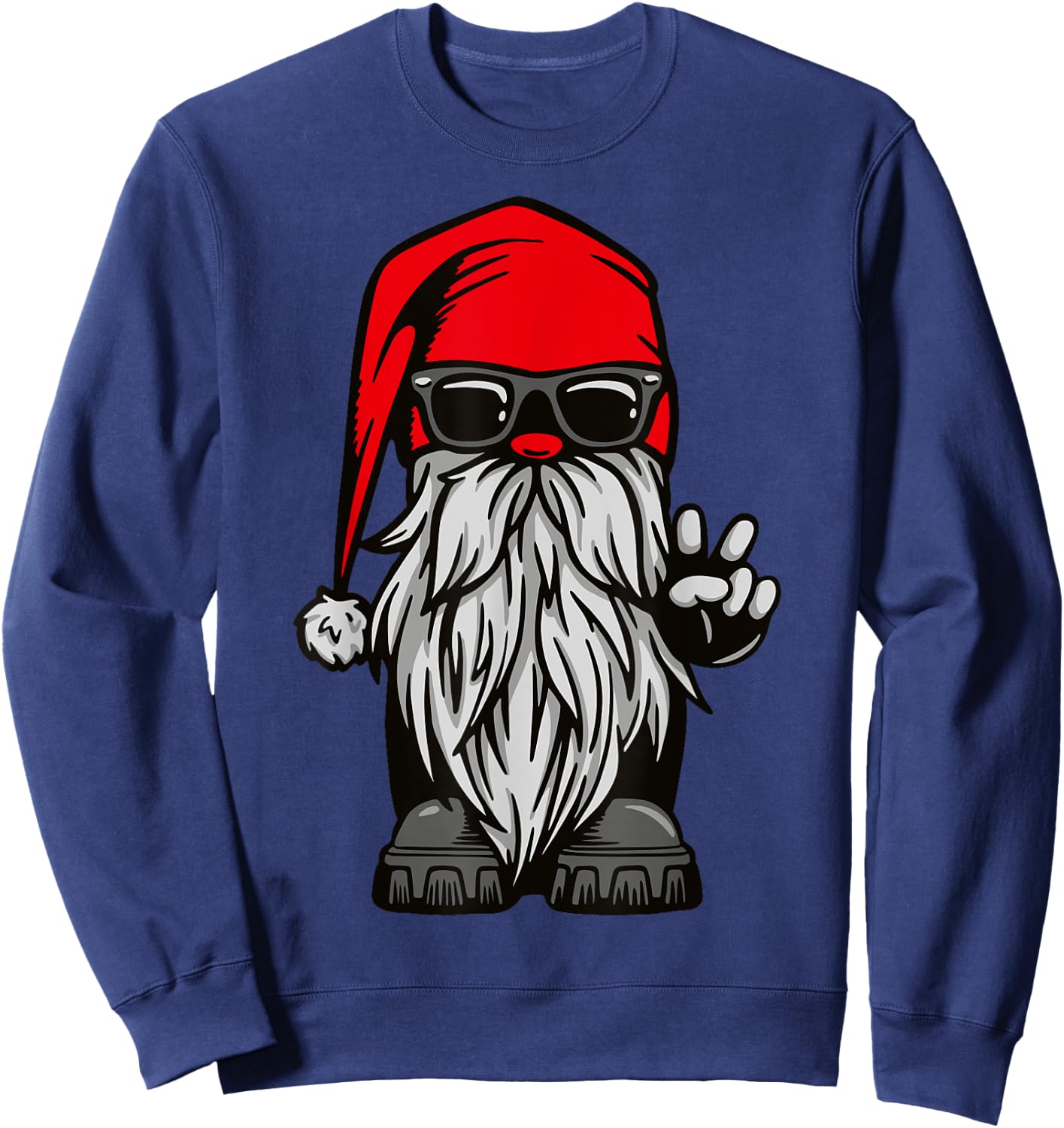 Motorcycle Gnome Biker Christmas Garden Gnome Xmas Sweatshirt - Sweatshirt | Navy