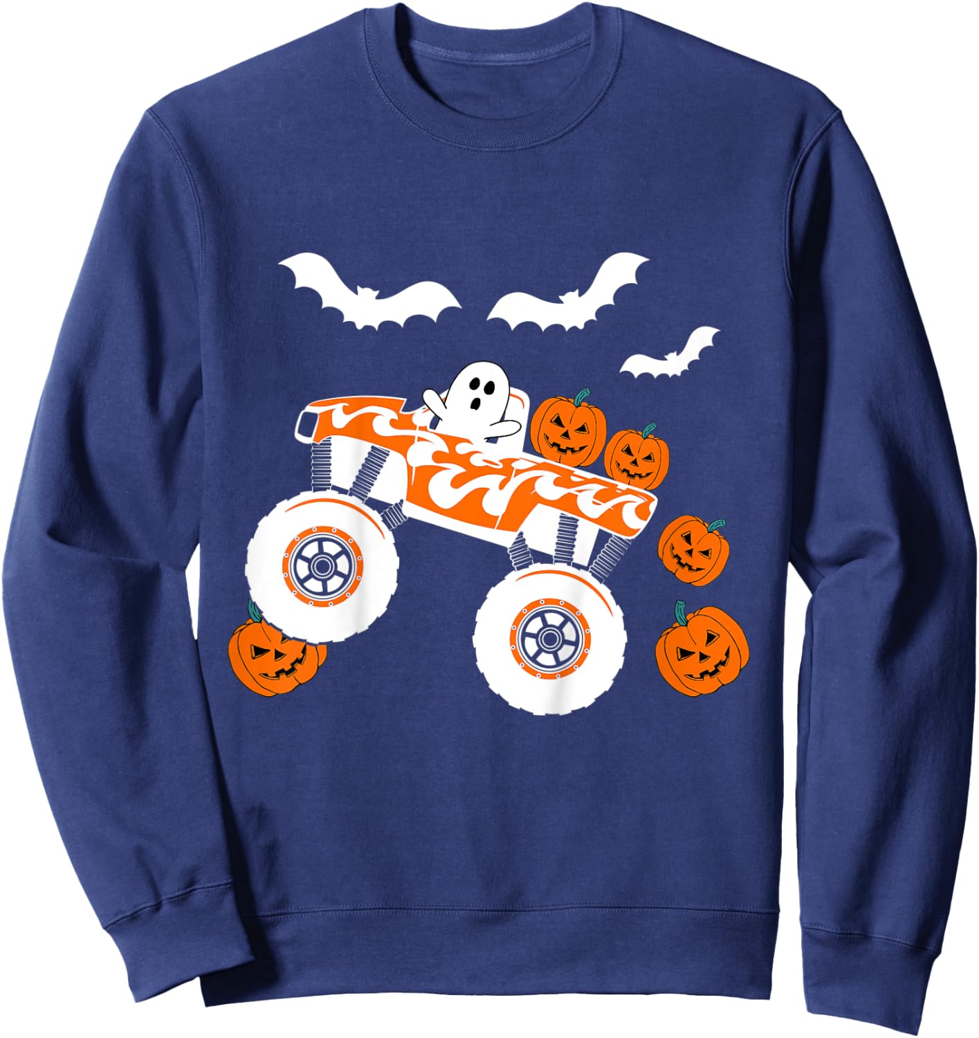 Kids Halloween Monster Truck Ghost For Boy's Toddler Kids Costume Sweatshirt - Sweatshirt | Navy