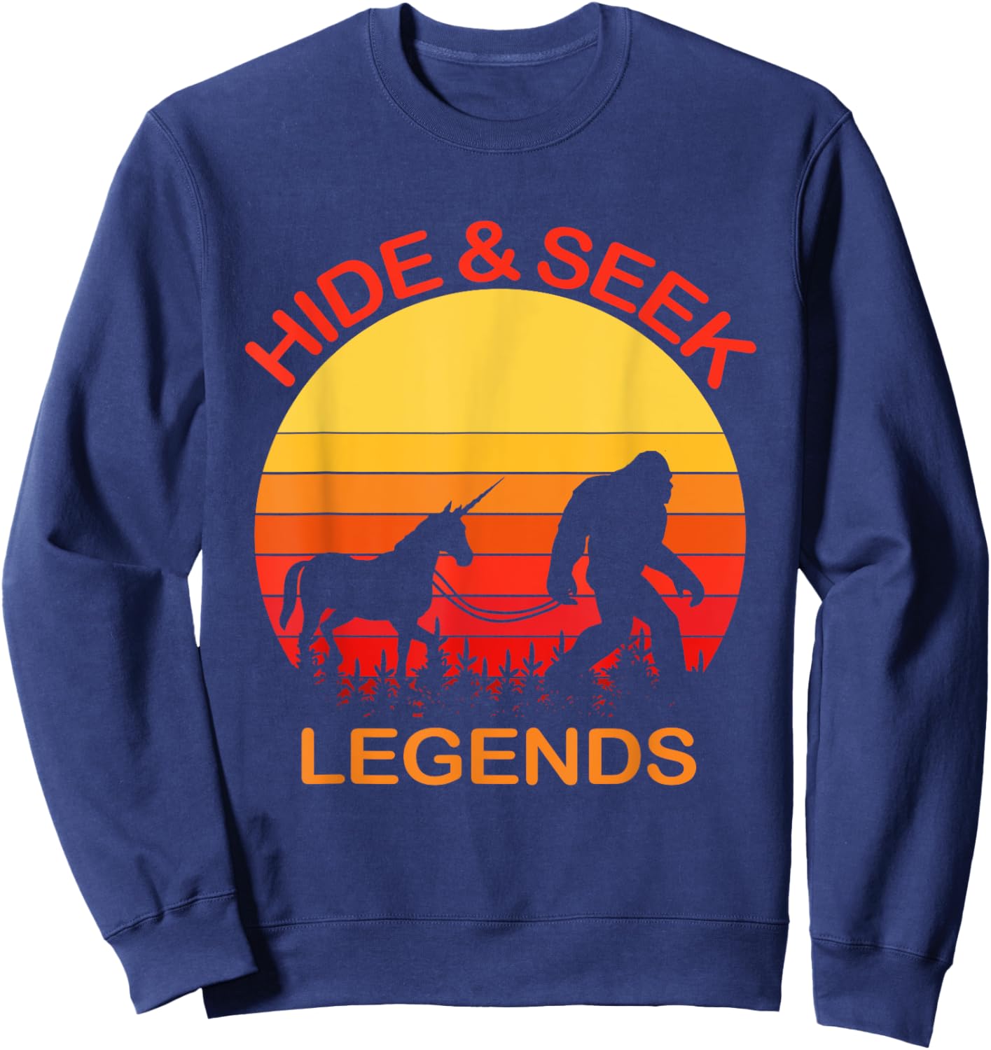 Bigfoot Unicorn Hide And Seek Legends Undefeated Champions Sweatshirt - Sweatshirt | Navy
