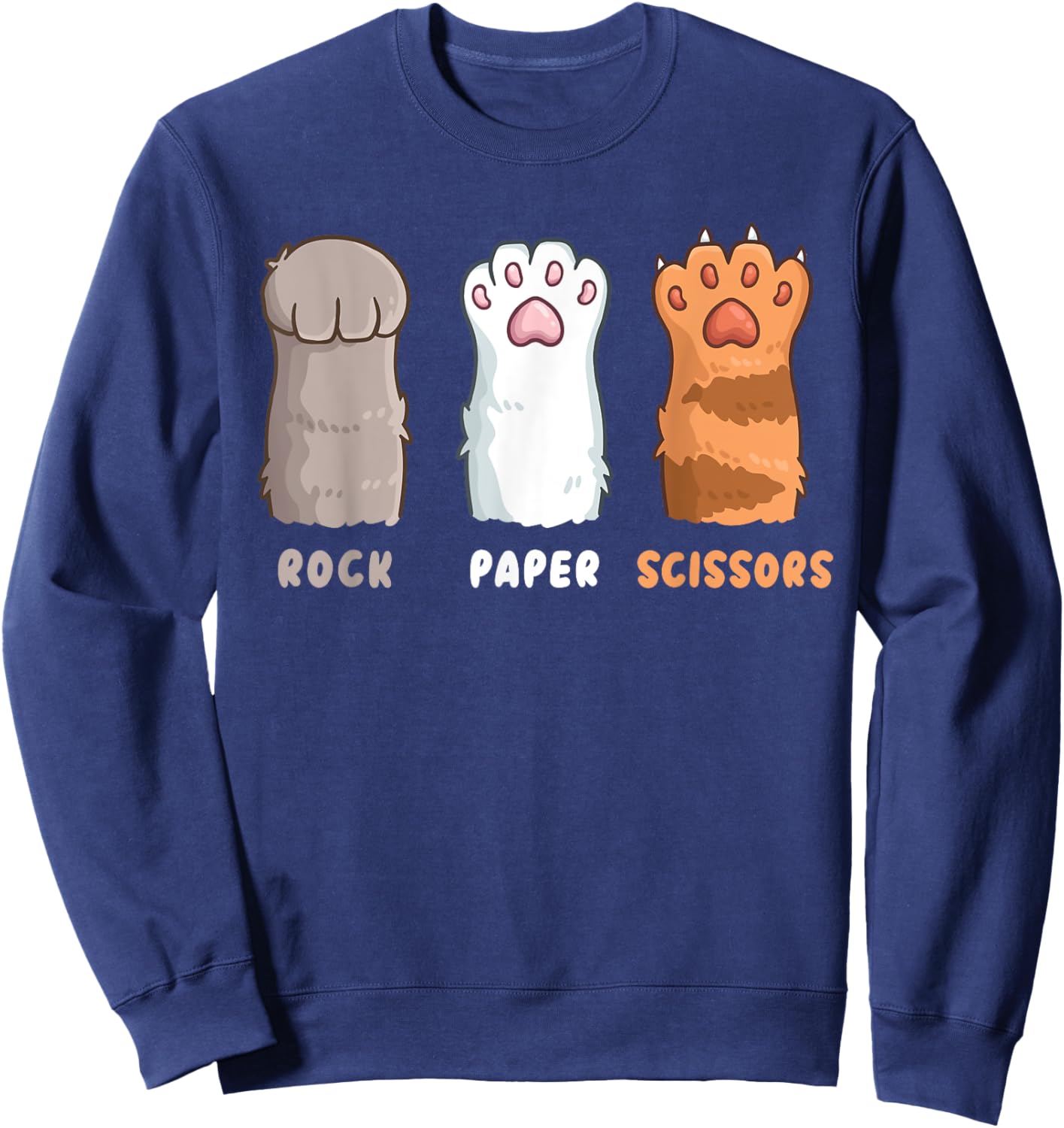 Cat Lover Cat Owner Funny Cat Rock Paper Scissors Women Girls Kids Sweatshirt - Sweatshirt | Navy