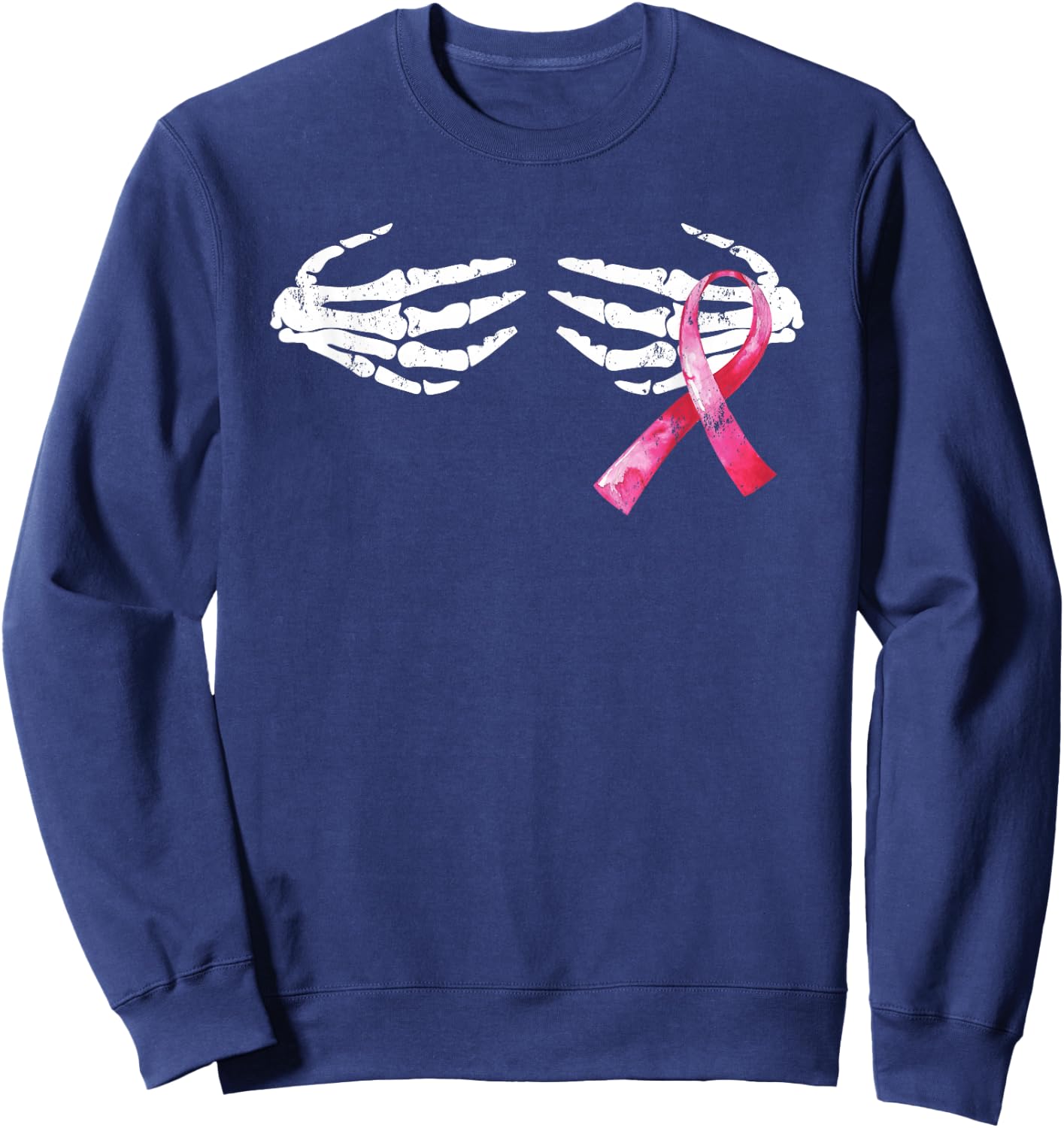 Breast Cancer Awareness Skull Boobs Hand Sweatshirt - Sweatshirt | Navy