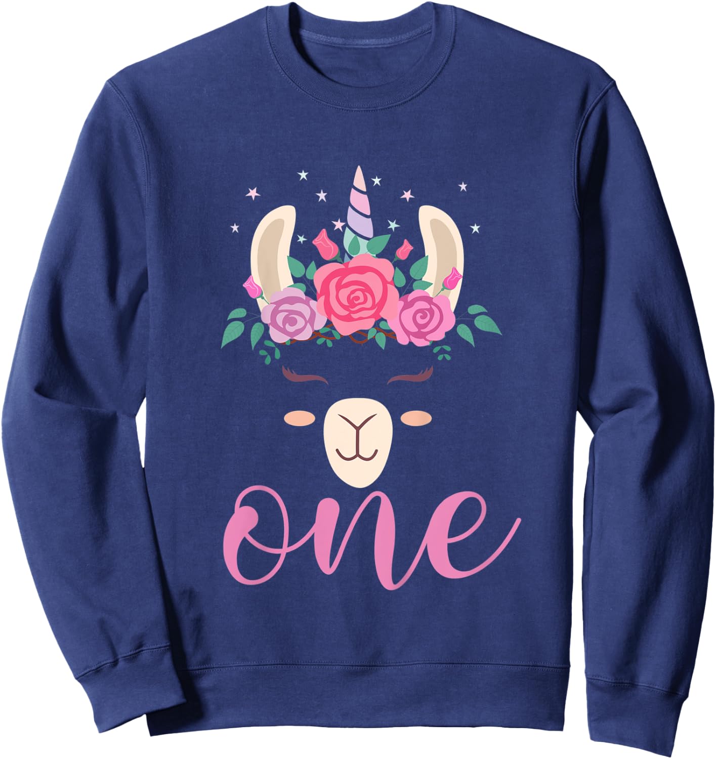 Kids 1 year Old Llamacorn Birthday Party Llama Unicorn 1st Gift Sweatshirt - Sweatshirt | Navy