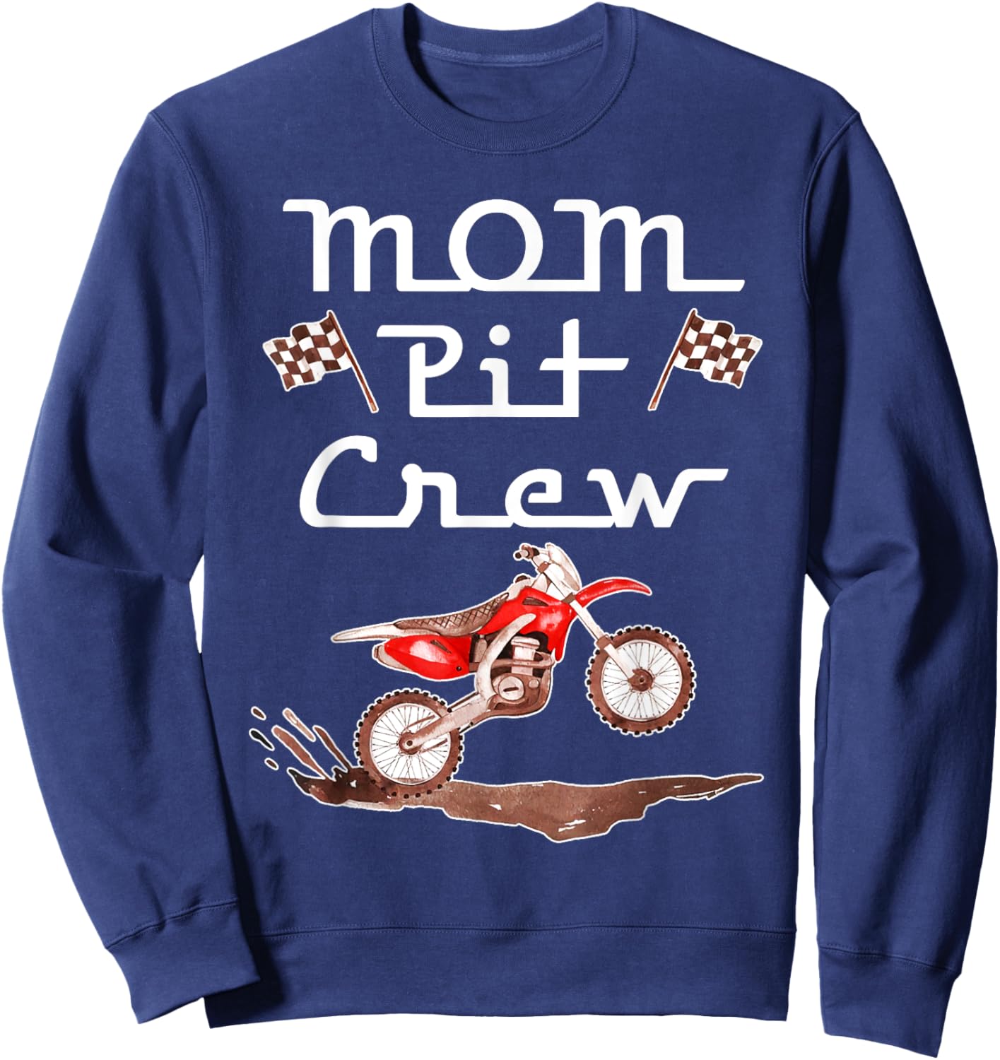 Dirt Bike Birthday Party Racing Family Mom Pit Crew Sweatshirt - Sweatshirt | Navy