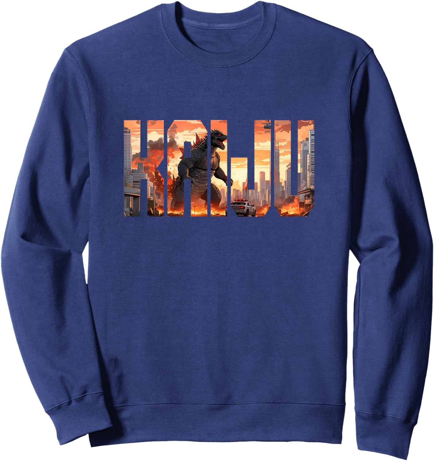 Japanese Kaiju Monster Attacking Tokyo Japan Sweatshirt - Sweatshirt | Navy