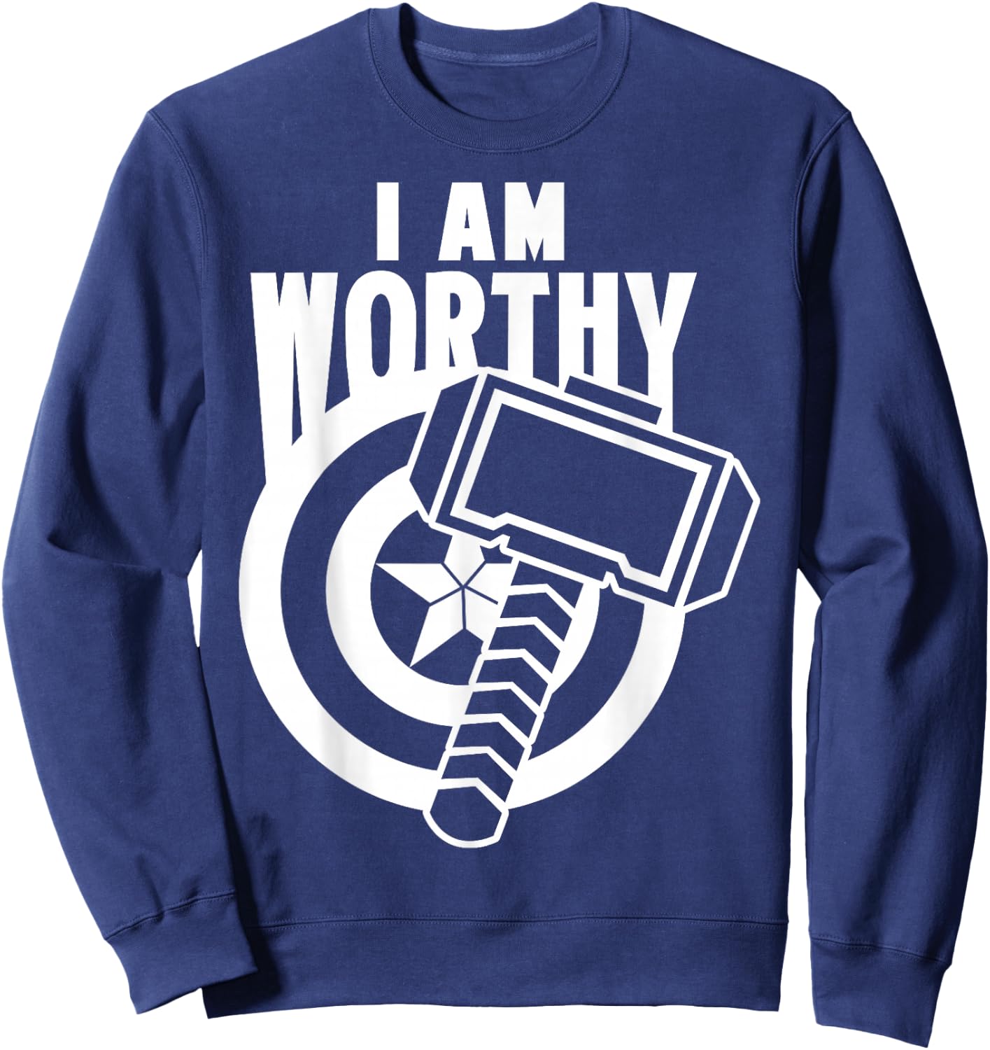 Avengers Endgame Captain America I Am Worthy Mjolnir Shield Sweatshirt - Sweatshirt | Navy