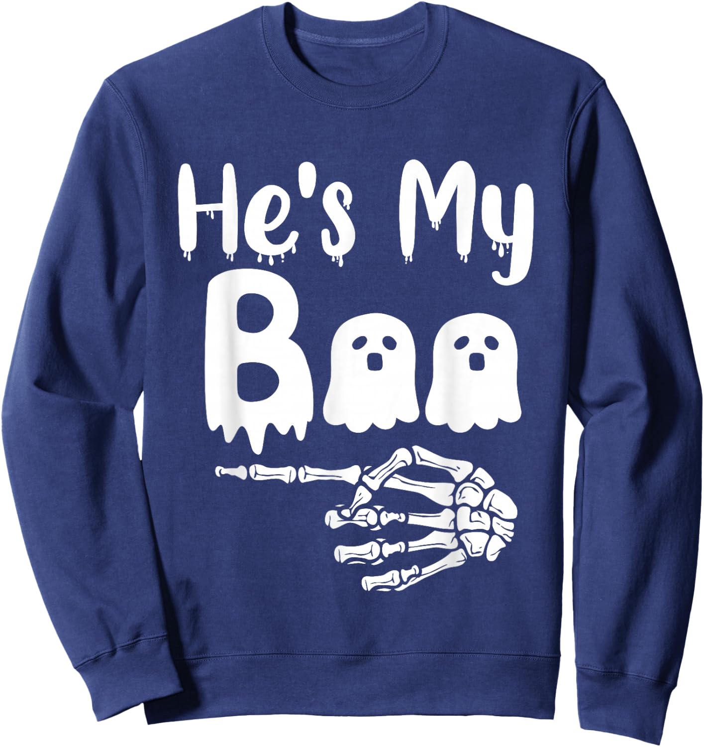 She's My Boo Matching Halloween Pajama Couples He's My Boo Sweatshirt - Sweatshirt | Navy
