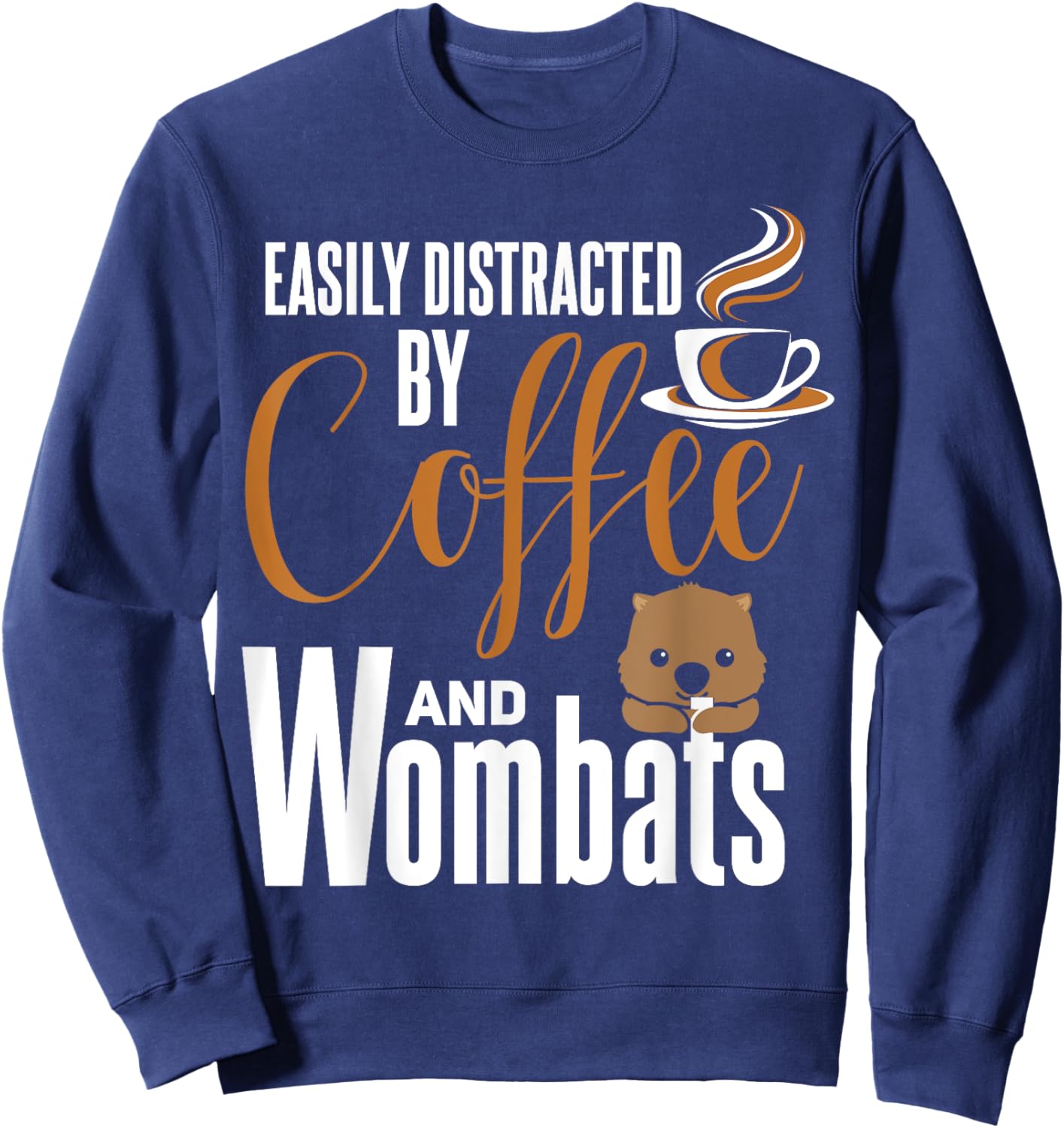Wombat Shirt Funny Coffee Lover Cute Wombat Lover Sweatshirt - Sweatshirt | Navy