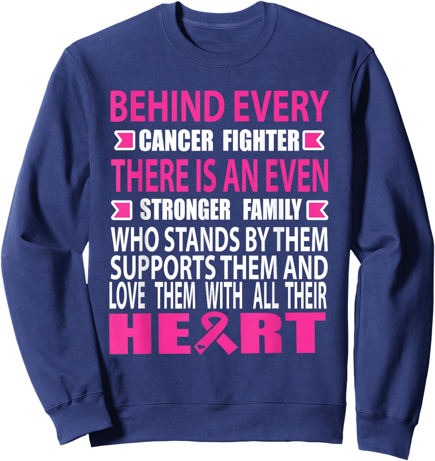 Fighter and strong family Breast cancer awareness cancer Sweatshirt - Sweatshirt | Navy