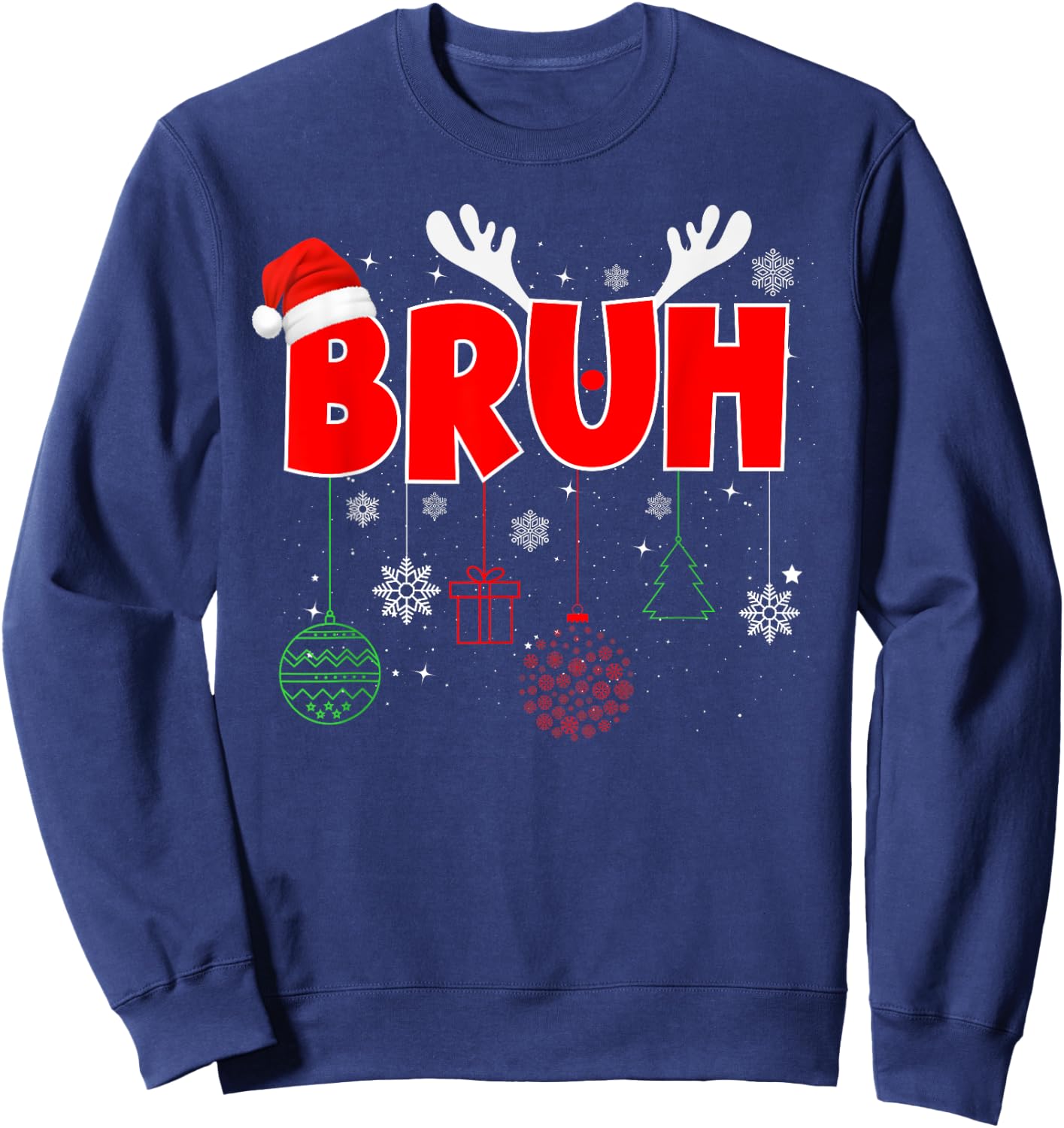Bruh Reindeer Xmas Christmas PJ Pajamas For Girls Boys Kids Sweatshirt - Sweatshirt | Navy