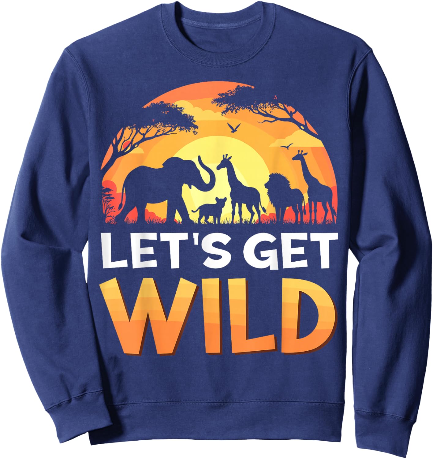 Let's Get Wild Zoo Animals Sunset Wildlife Matching Safari Sweatshirt - Sweatshirt | Navy