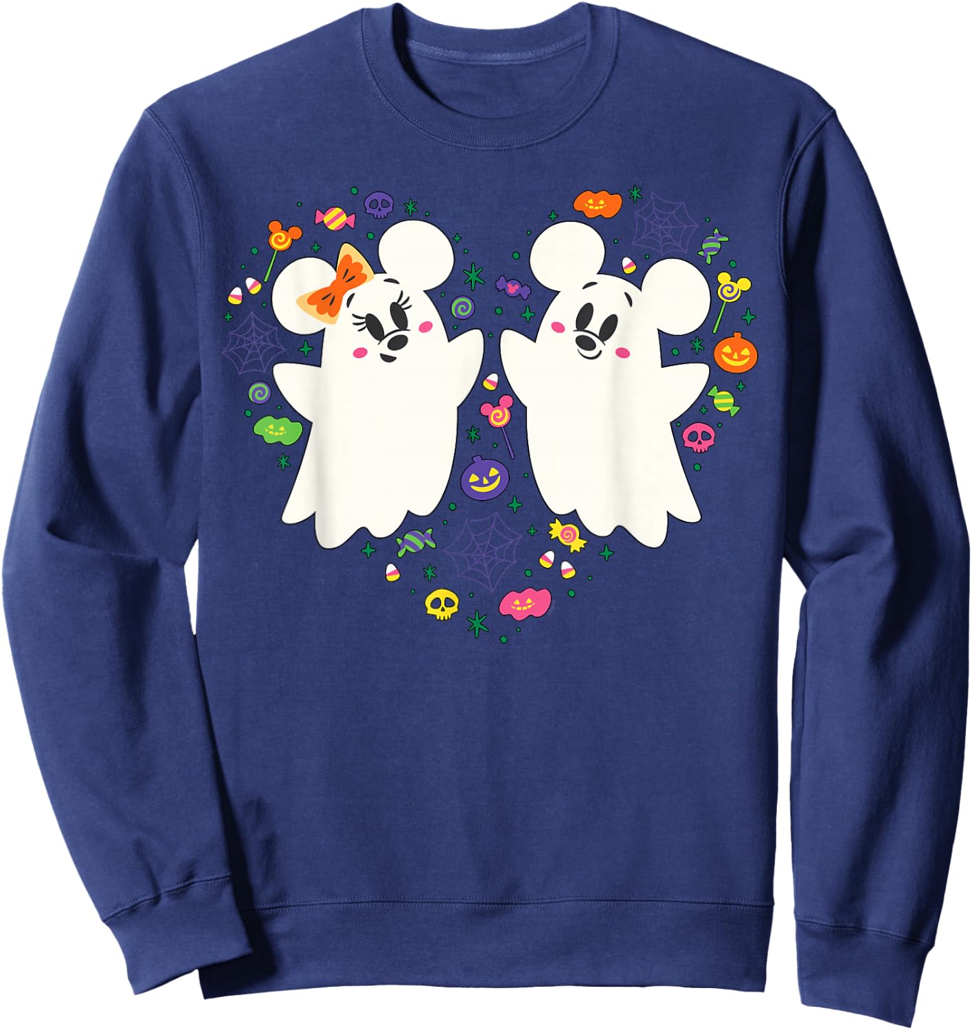 Disney Mickey and Minnie Cute Little Ghosts Halloween Heart Sweatshirt - Sweatshirt | Navy