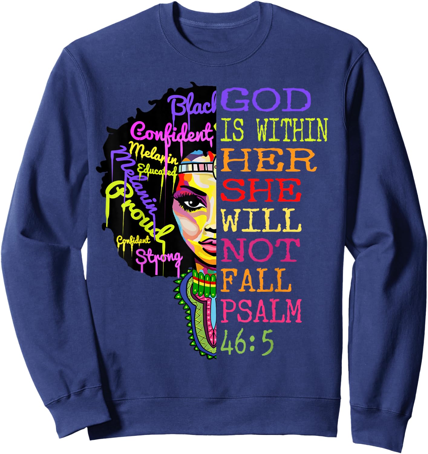God is Within Her She Will Not Fall Christian Inspirational Sweatshirt - Sweatshirt | Navy