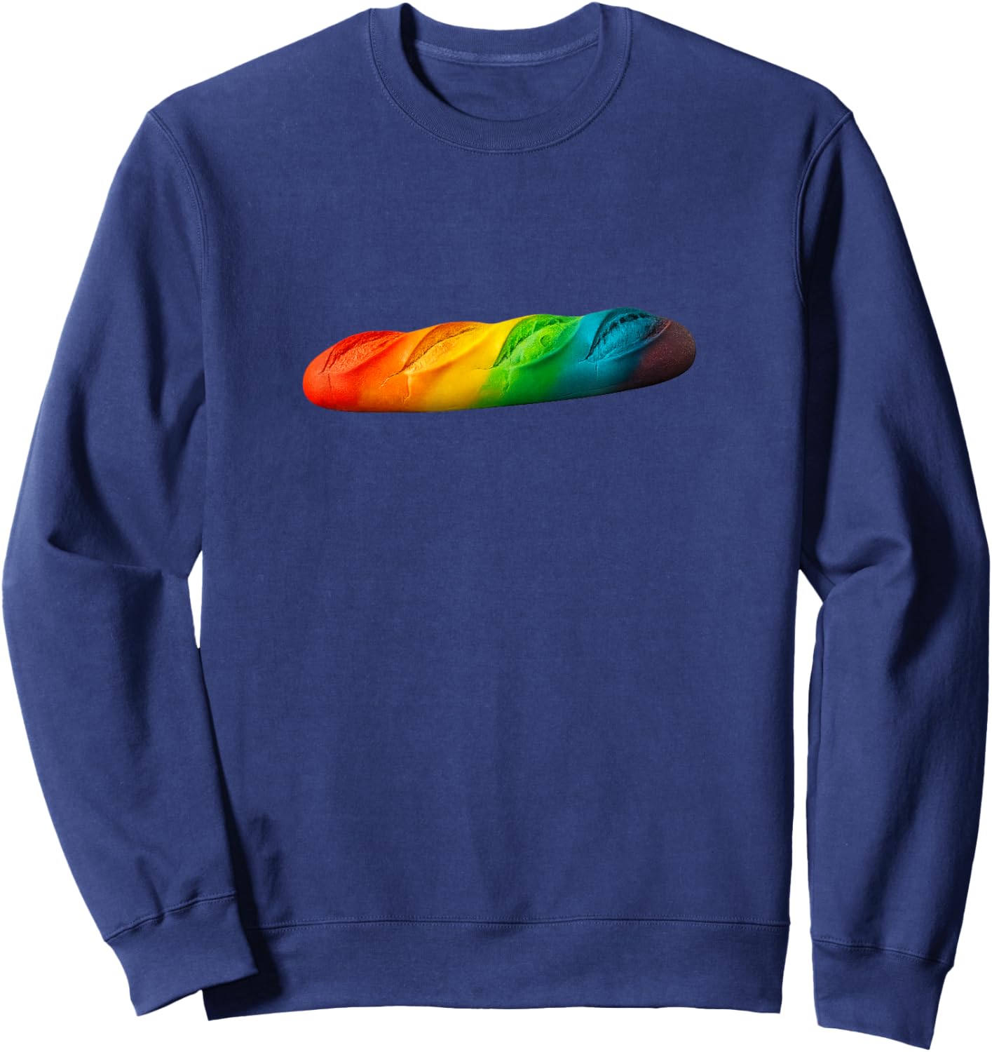 Rainbow Baguette Colorful LGBT Pride Bread Sweatshirt - Sweatshirt | Navy