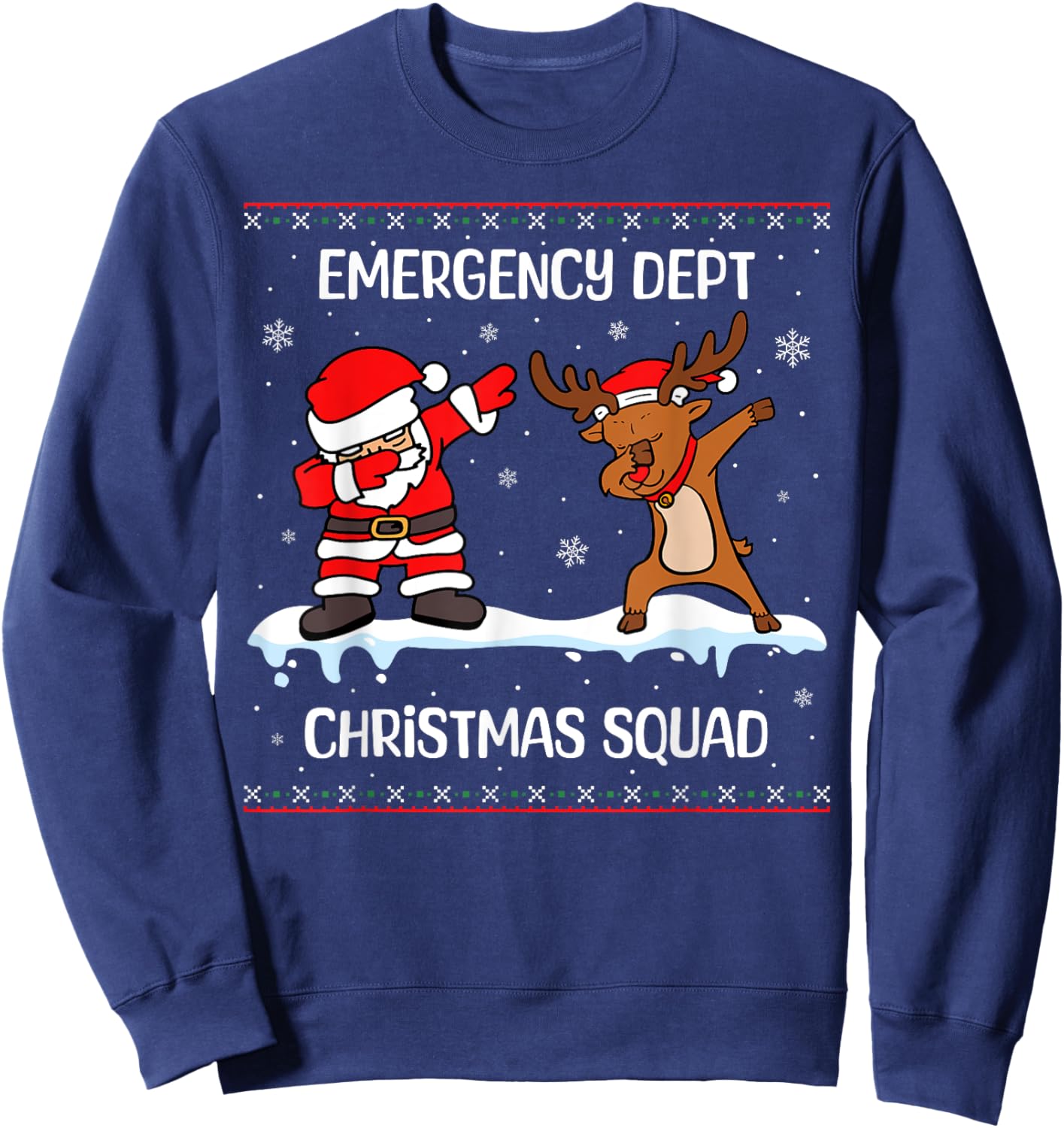 Emergency Christmas Squad Dabbing Santa Reindeer ER Nurse Sweatshirt - Sweatshirt | Navy