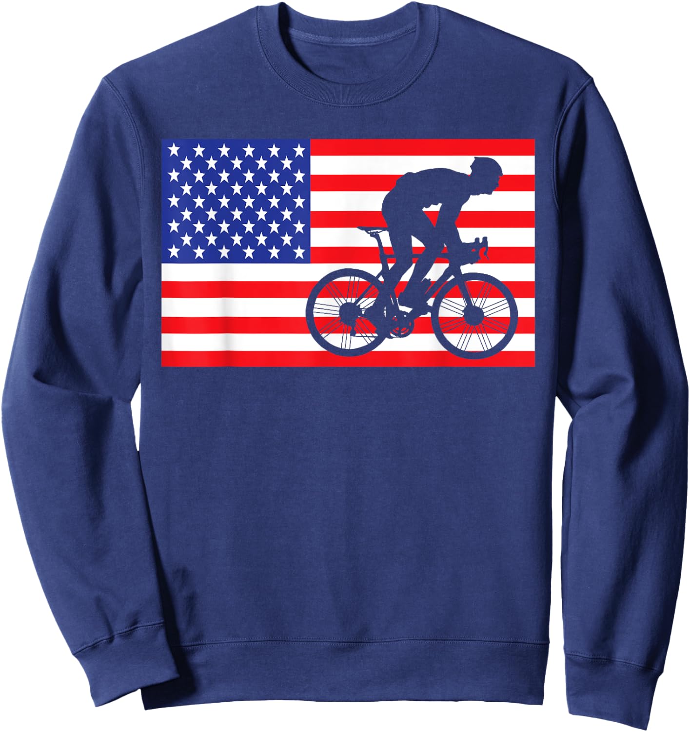 Cycling USA American Flag Bike Cyclist Biker 4th Of July Sweatshirt - Sweatshirt | Navy