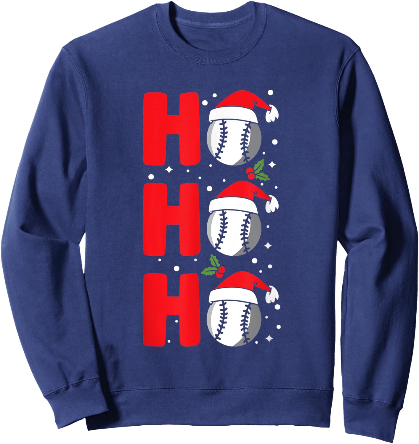 Christmas Ho-Ho-Ho Santa Reindeer Baseball Pajama Sweatshirt - Sweatshirt | Navy