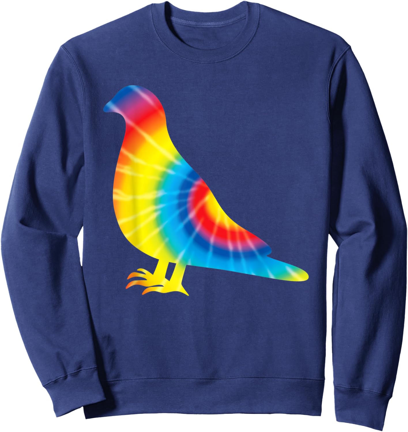 Tie Dye Pigeon Rainbow Print Bandtail Bird Hippie Peace Gift Sweatshirt - Sweatshirt | Navy