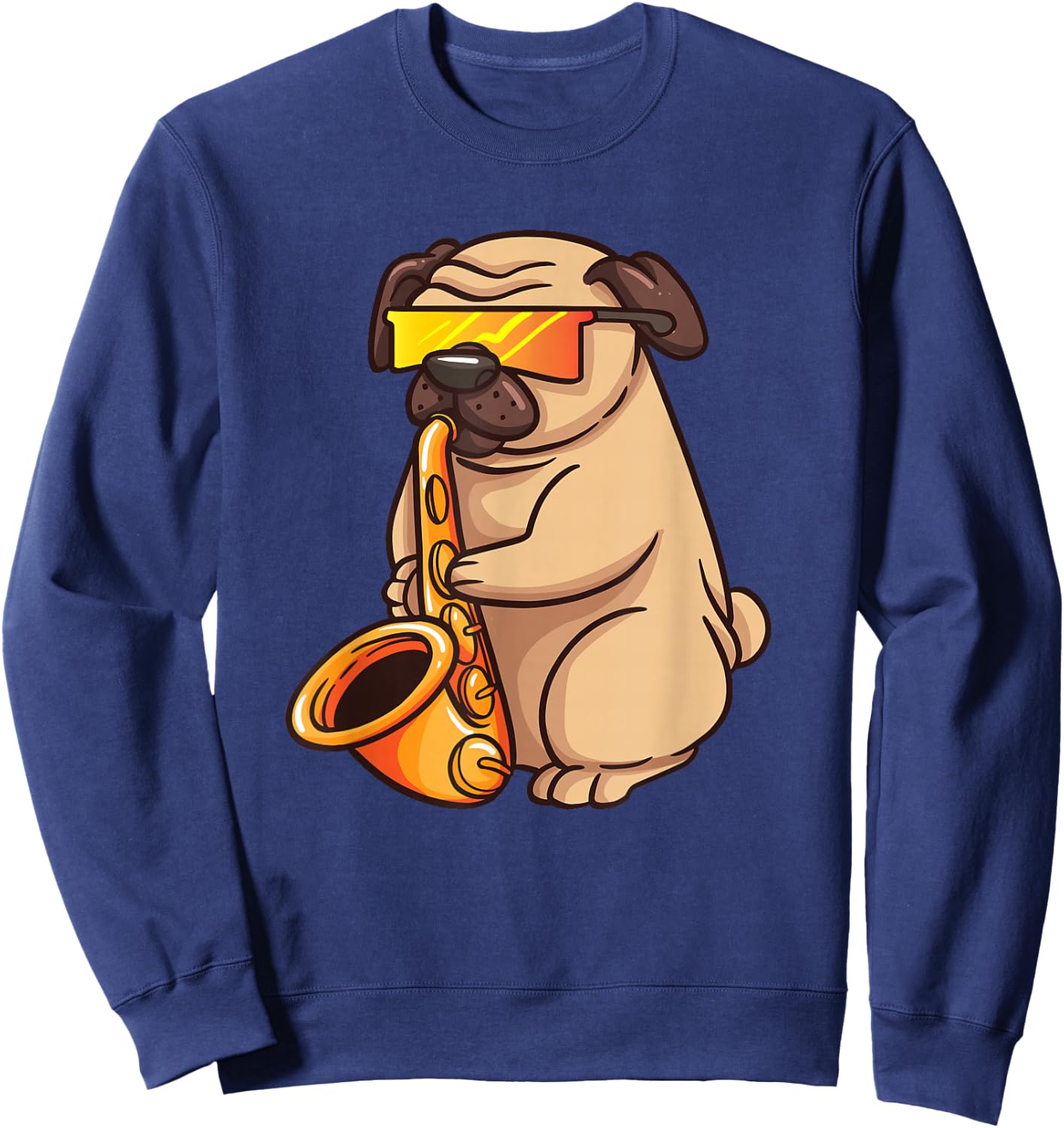 Saxophone Player Pug Jazz Band Music And Dog Lovers Gift Sweatshirt - Sweatshirt | Navy