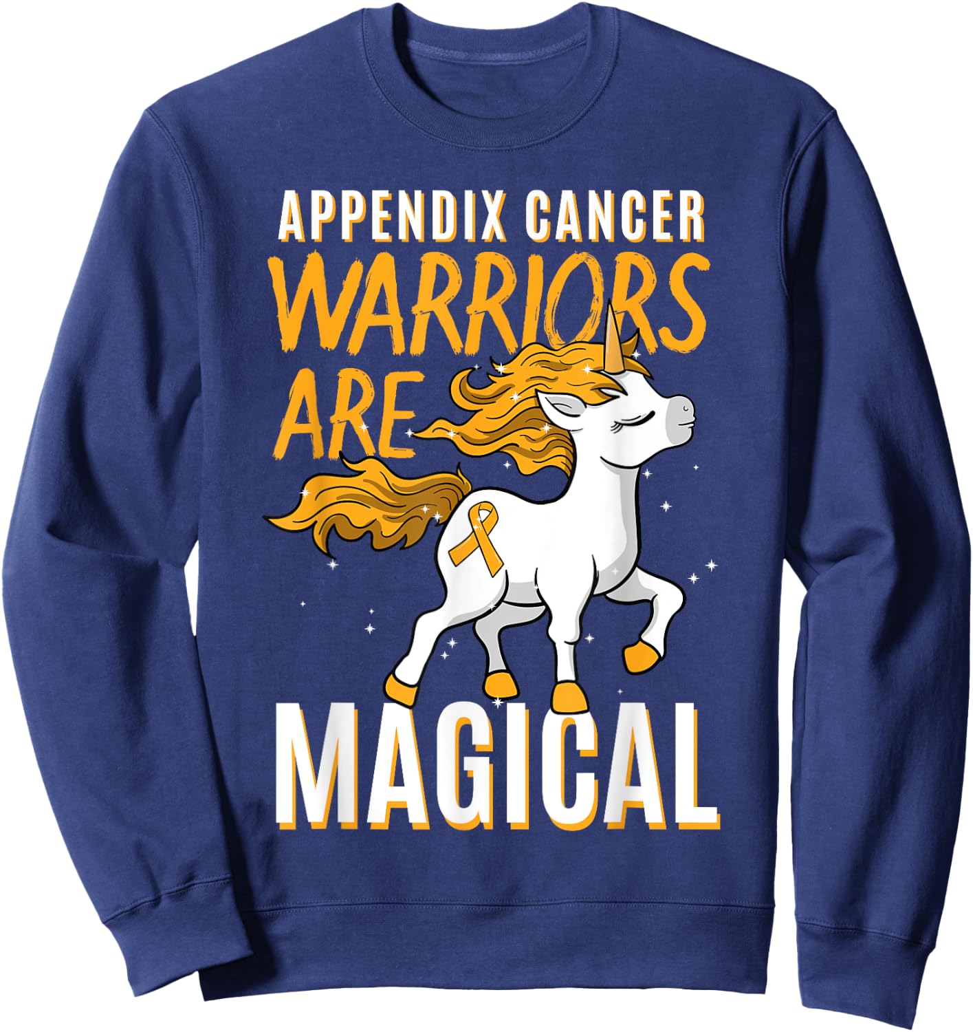 Appendix Cancer Awareness Supporter Fighter Unicorn Lover Sweatshirt - Sweatshirt | Navy