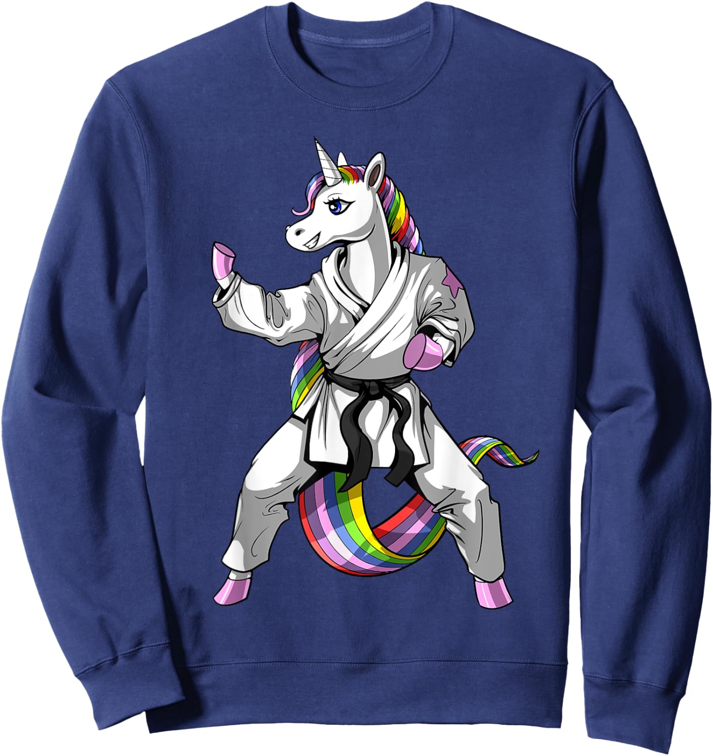 Unicorn Ninja Karate Martial Art Kickboxing Taekwondo Girls Sweatshirt - Sweatshirt | Navy