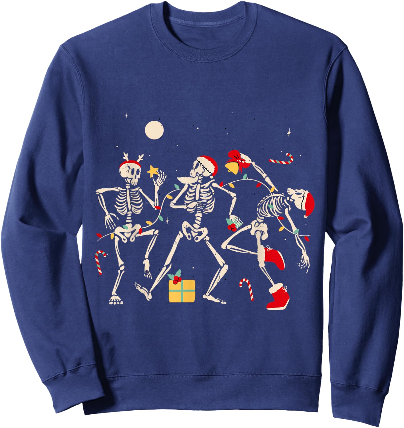 Funny Christmas Dancing Skeletons Xmas Humor Adult Sweatshirt - Sweatshirt | Navy